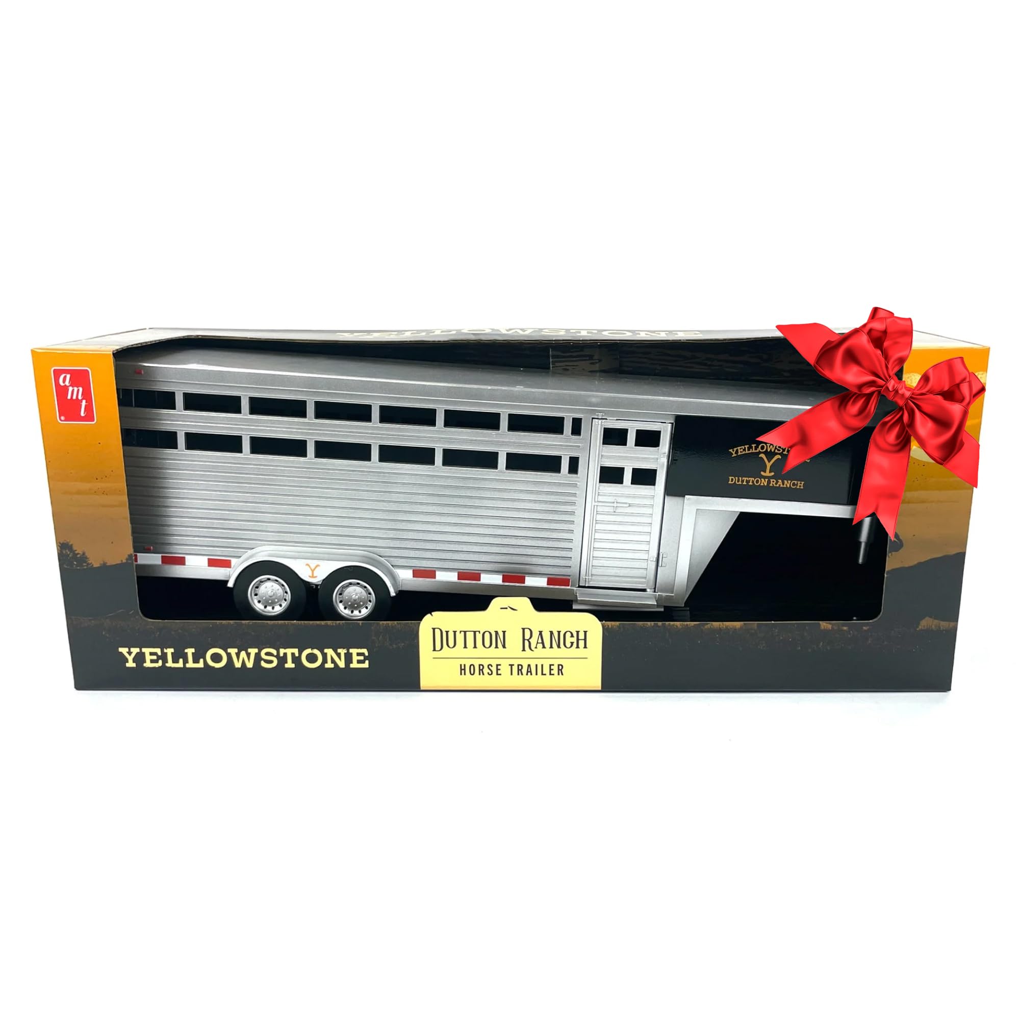 AMT Adult Collectibles - Yellowstone Dutton Ranch Trailer with Gooseneck Trailer Hitch for Farm Toys - Collectibles - Working Rear and Side Doors 1:20 Scale