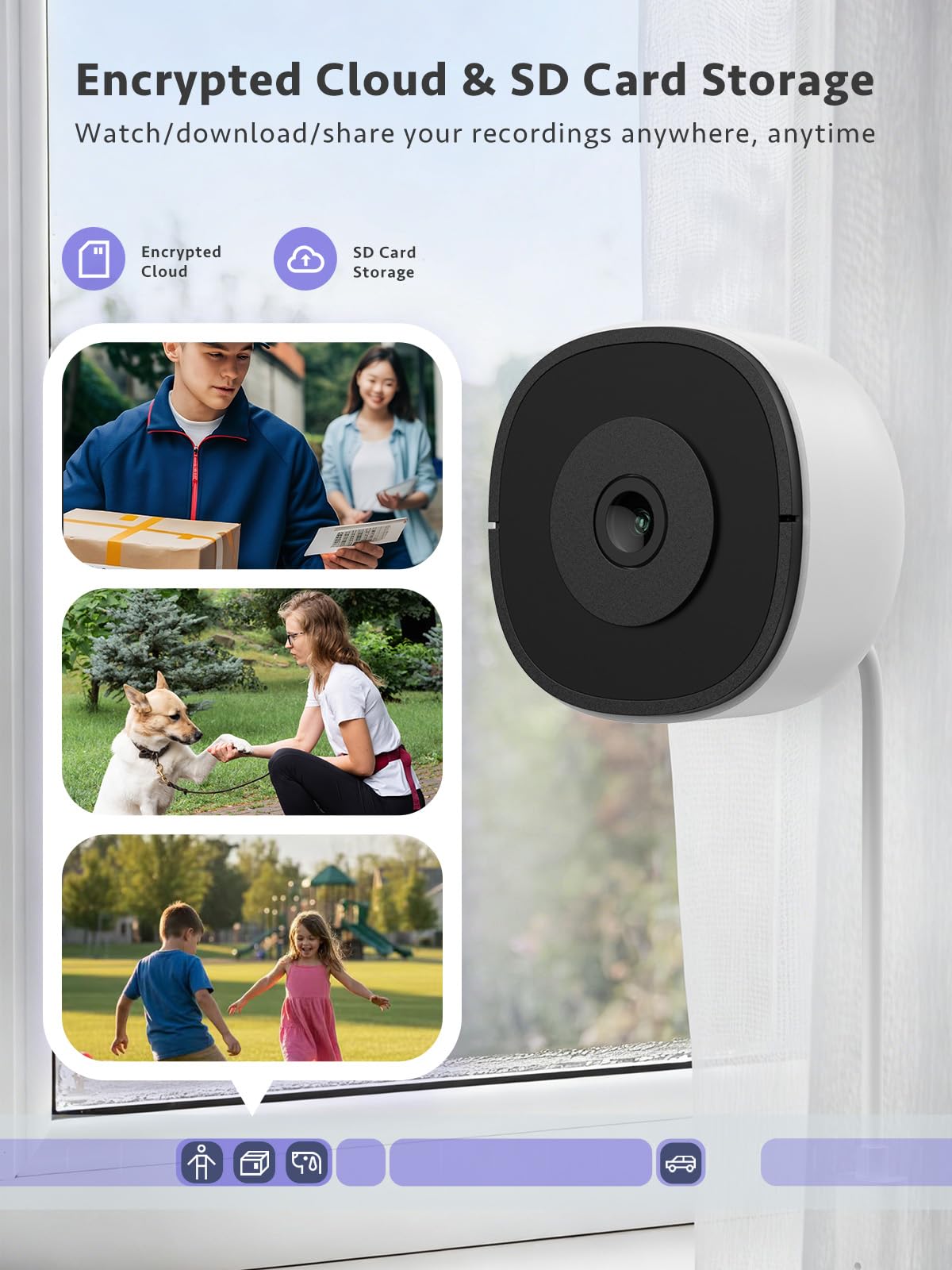 2K No Drill Window Security Camera with 18° Tilt Angle Mount, 2.4G & 5Ghz WiFi Cameras for Home Security, AI Human Detection, Color Night Vision — view 7