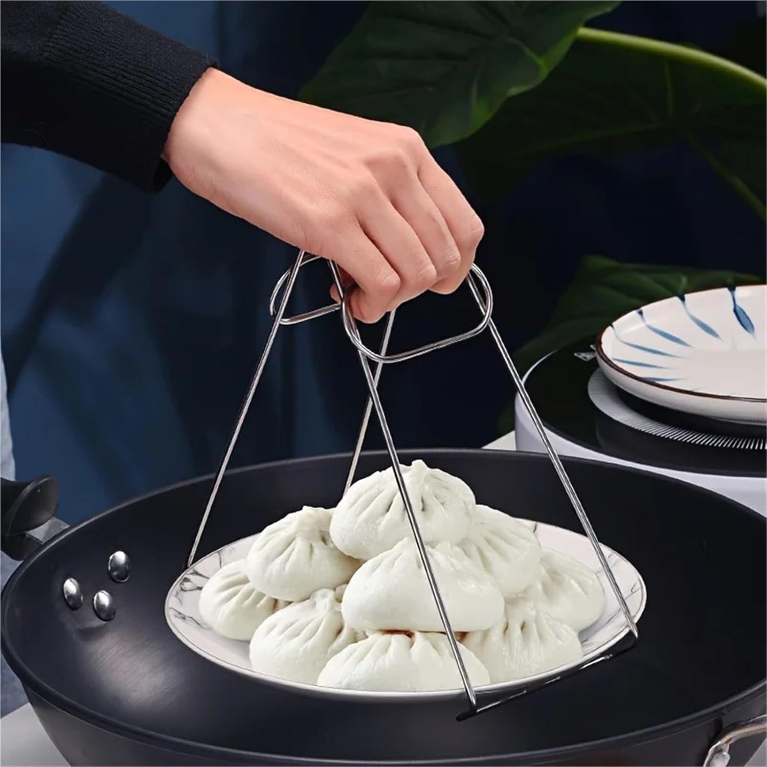 1PC Stainless Steel Serving Tray Tongs Plate Dish Clamp Soup Pot Holder Kitchen Tool for Steamed Food Safe Heat