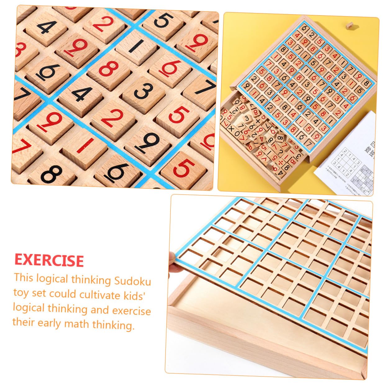 Juego de Mesa Sudoku de Madera, Juguete Educativo de Aritmética Tablero de 9 Casillas, Material Didáctico Seguro y Desarrollo Cognitivo, Adecuado para Aprendizaje Temprano