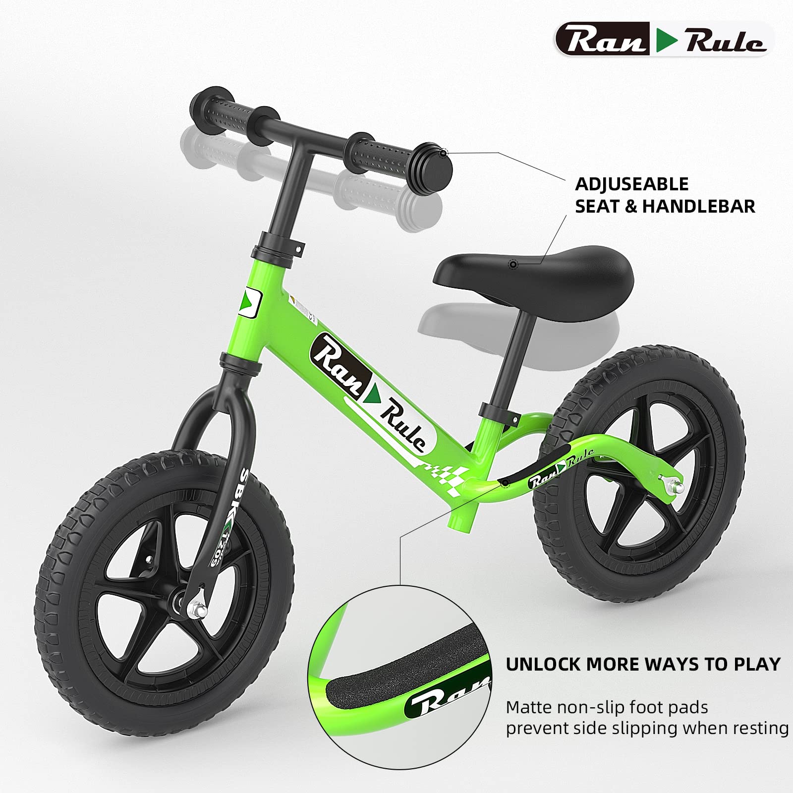 RoyalBaby Toddler Balance Bike for 2 to 5 Years Old Boys Girls Toys Gift, Lightweight Adjustable Seat and Handlebar Training Bicycle 12 Inch Wheel