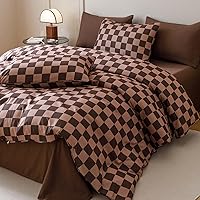 Vista 541 de CLOTHKNOW Juego de edredón de 3 piezas de color marrón caramelo, tamaño individual/individual XL, color terracota suave, color óxido con 2 fundas