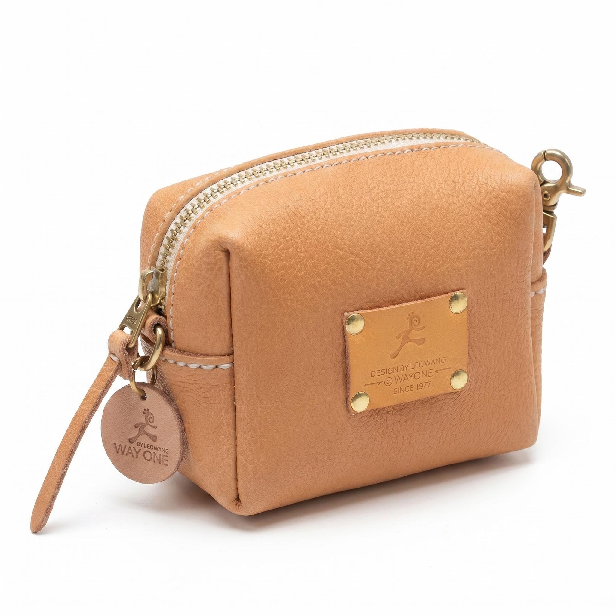 WAY ONE Premium Genuine Leather Women's Coin Purses & Pouches Small Coin Pouch Change Wallet Zipper Closure Bag with Buckle