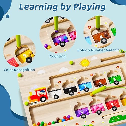 Miniatura 4 de Lechchy Laberinto magnético de doble cara de color y número, alfabeto ABC práctica y aprendizaje juguetes educativos para niños pequeños de 3 4 5 6