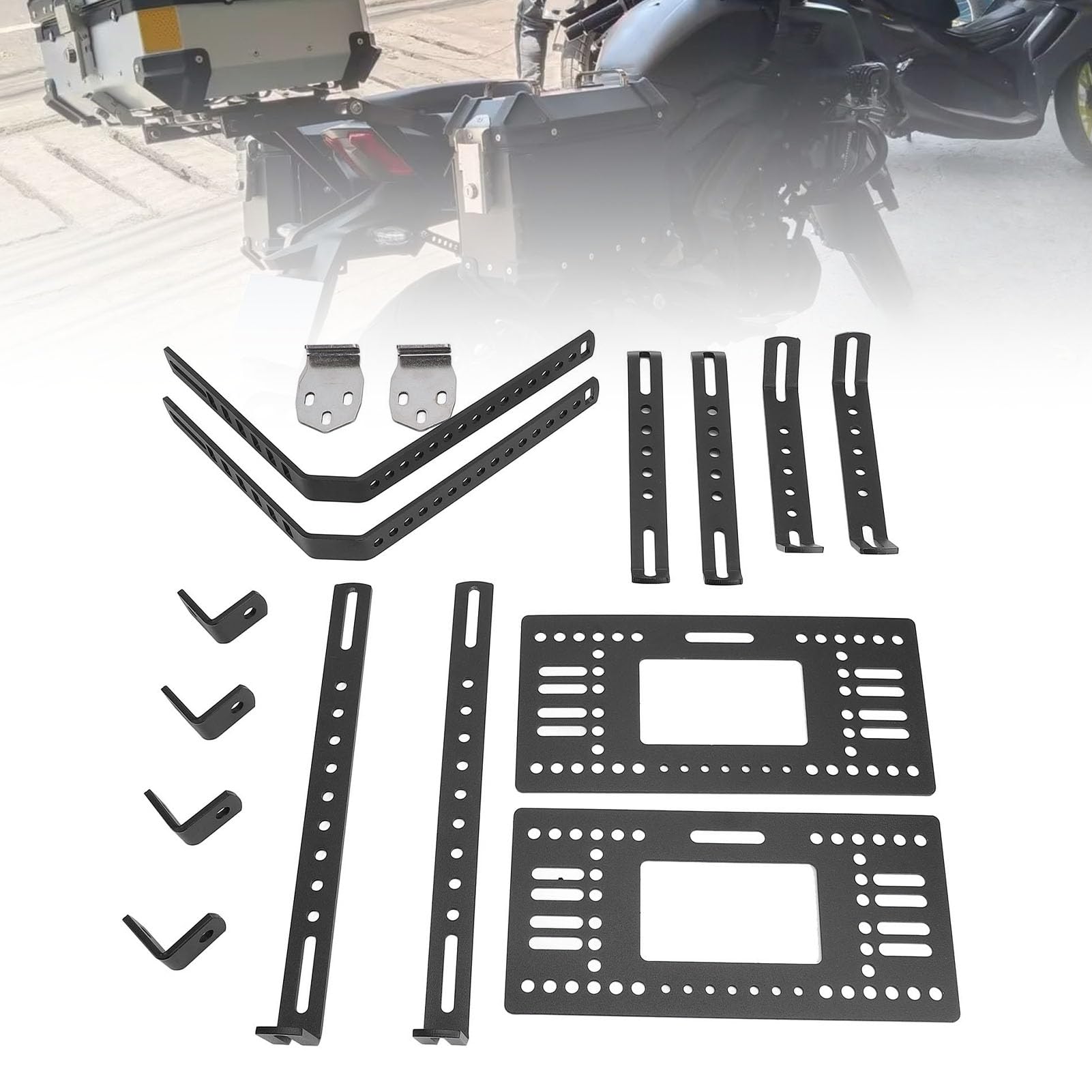 Akozon Caja de Motocicleta Aleación de Aluminio Caja de Silla de Montar Hard Support Rack Casco Equipo de Montaña