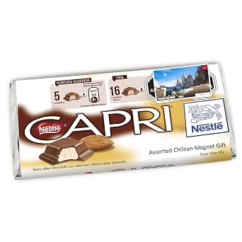 3 x Chocolate Capri Almendra Traditional Chilean Chocolate Almond Cream Filled 3 pcs x 90 Grms Each 3.18 Oz each. Promo Edition