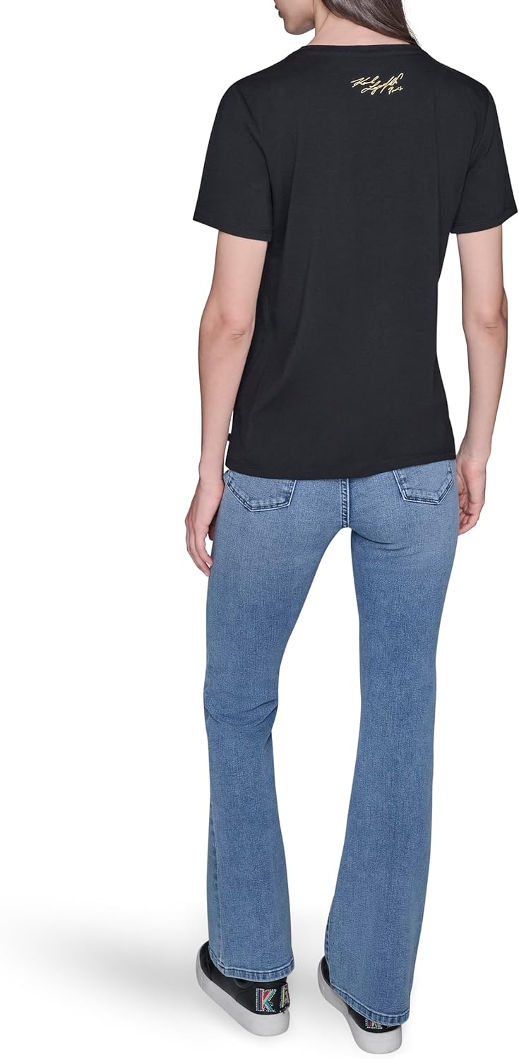 Karl Lagerfeld Womens Short Sleeve Soft Everyday Logo T-Shirt - Image 3