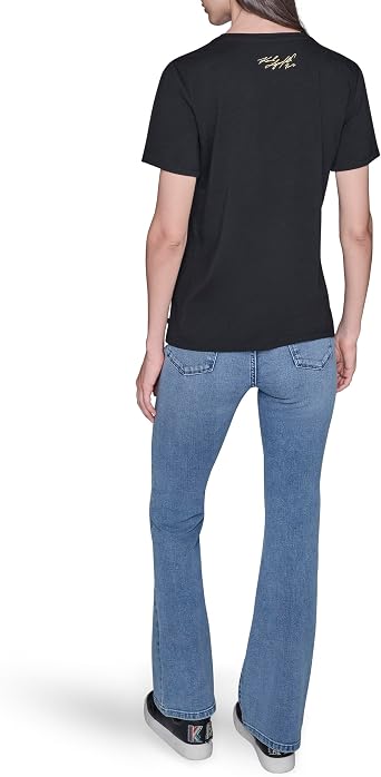 KARL LAGERFELD Paris Women's Sportswear Logo T-Shirt, Black, Large