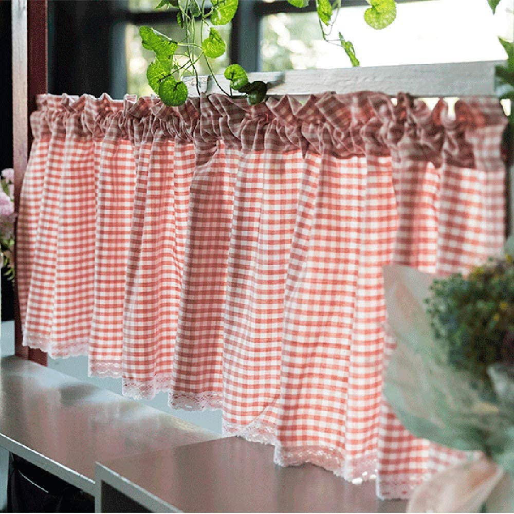 Cortinas Plaid Café opacas para evitar reflejos del sol en la ventana de cocina
