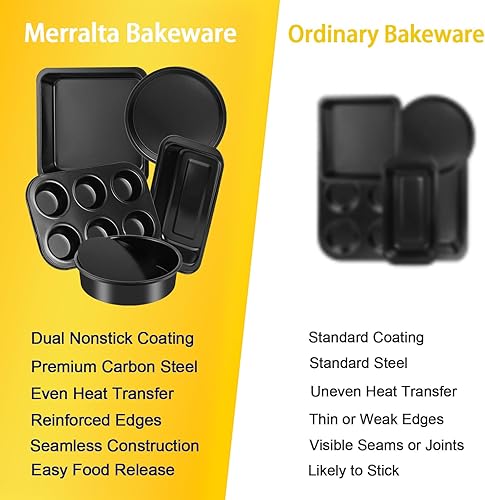 Miniatura 8 de Juego de 5 sartenes antiadherentes para hornear Moldes de acero al carbono resistentes para muffins, pasteles, pan y galletas Utensilios de horno