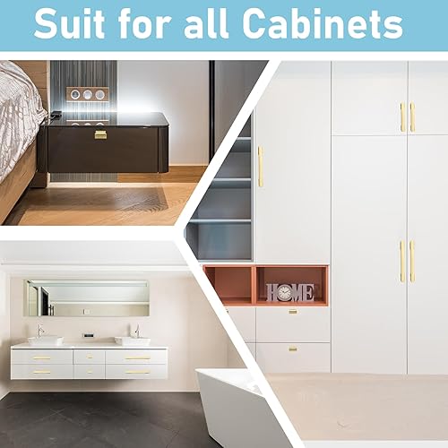 Miniatura 4 de Kodilin Paquete de 10 tiradores de latón cepillado para armarios de cocina, tiradores cuadrados de cajones de acero inoxidable de 5 pulgadas (5.039