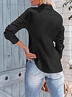 Vista 2 de siliteelon - Camisas de vestir de manga larga con botones para mujer, sin arrugas, cuello para trabajo, oficina, unicolor, blusas con corsé