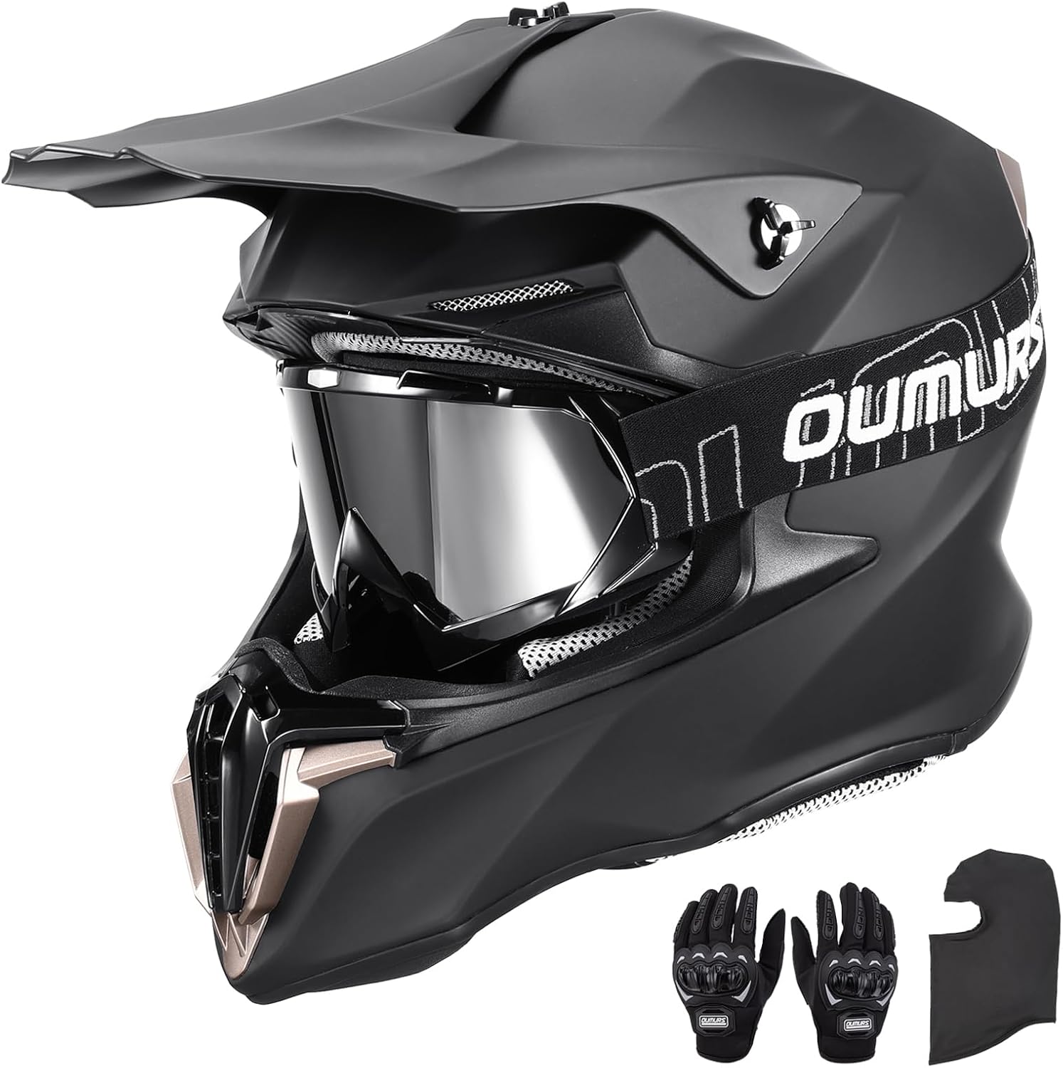 Adult ATV Dirt Bike Helmet with Goggles Gloves