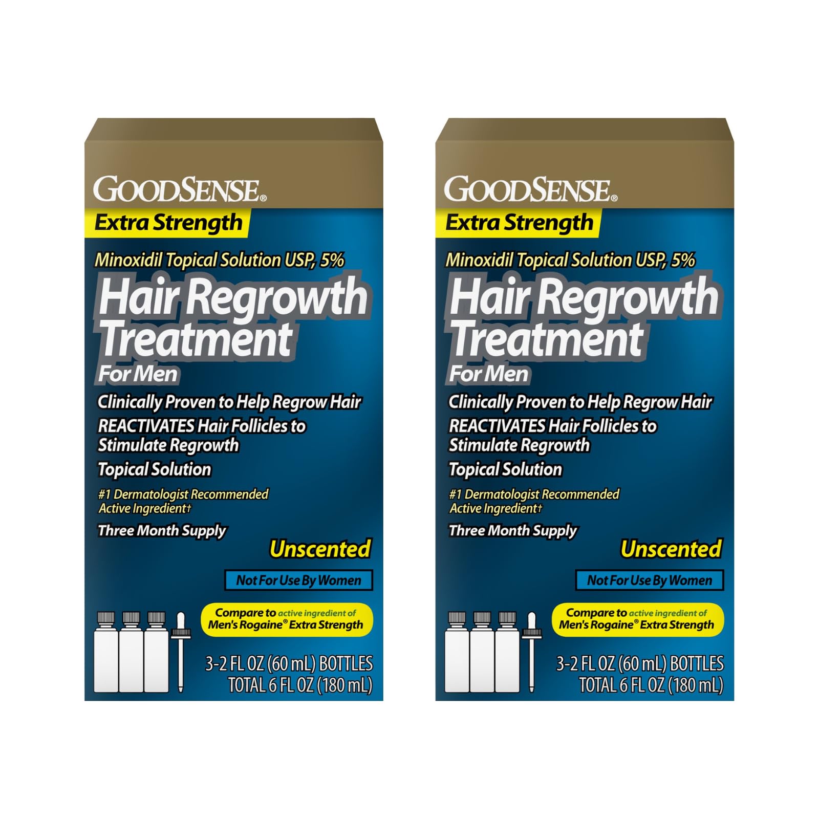GoodSense Minoxidil Topical Solution USP 5 Percent Hair Regrowth Treatment for Men Extra Strength 6 FL Oz Pack