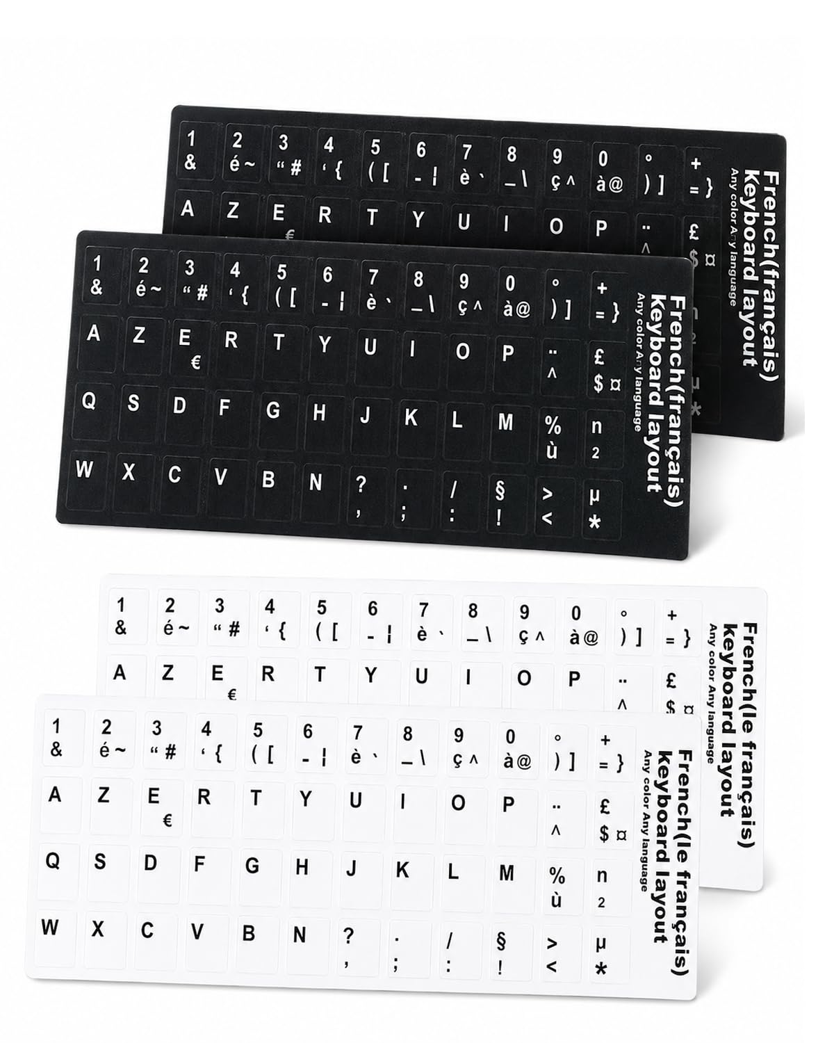 Confezione da 5 adesivi per tastiera francese, adesivi di ricambio francesi con lettere bianche, per tastiere standard, tastiere per laptop, tastiere, 3 neri e 2 bianchi Confezione da 5 adesivi per tastiera francese, adesivi di ricambio francesi con lettere bianche, per tastiere standard, tastiere per laptop, tastiere, 3 neri e 2 bianchi