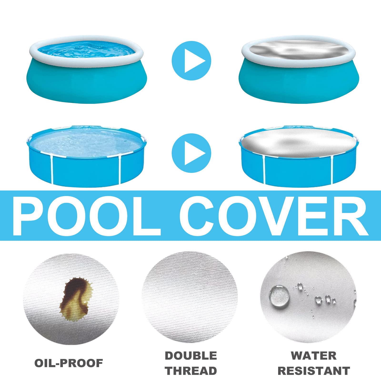 Cubierta solar redonda de 8/10/12 pies para piscina, uso impermeable, cubierta de seguridad a prueba de polvo que retiene el calor del sol, manta solar para bañera de hidromasaje para piscina sobre