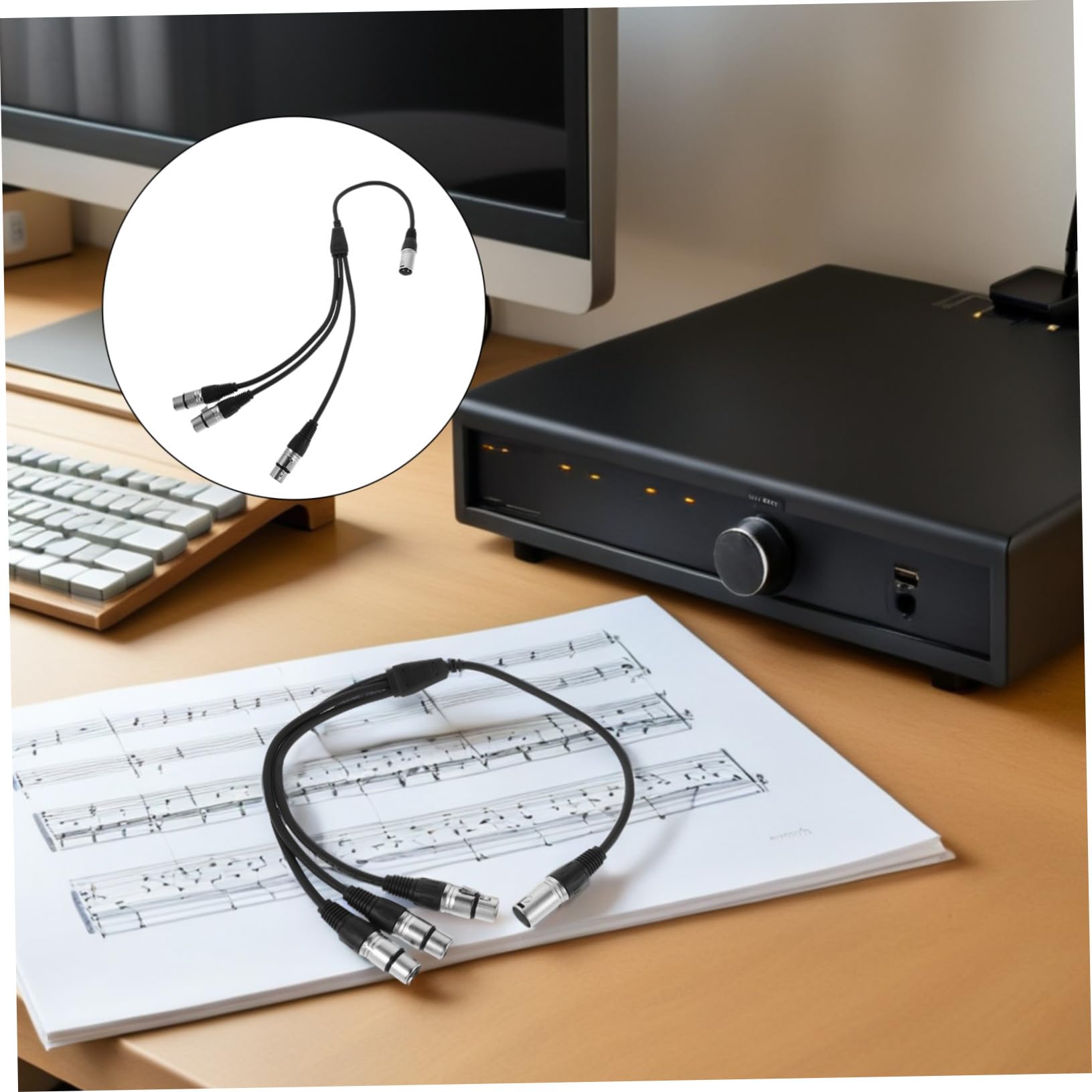 Cavo Audio Xlr 1 a 3, Splitter Microfono 0, 6m, 2 Pezzi | Connessione Bilanciata, Schermatura Anti-interferenze, Design Salvaspazio, per Palco e Produzione Musicale