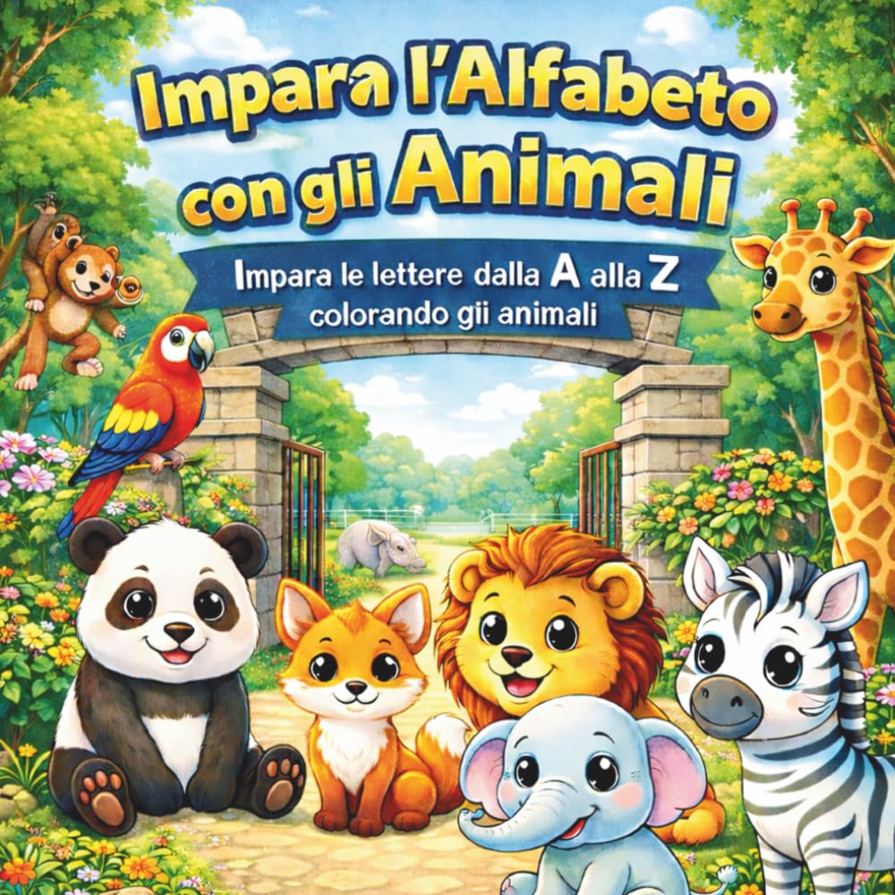 Impara l’alfabeto con gli animali: Impara le lettere dalla A alla Z colorando gli animali