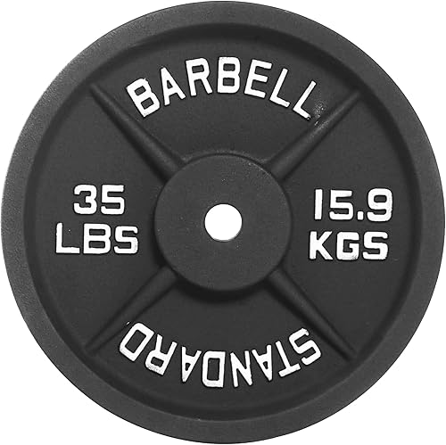 Fitvids Placa de pesas estándar de hierro fundido de 1 pulgada para entrenamiento de fuerza y levantamiento de pesas, varios pesos disponibles