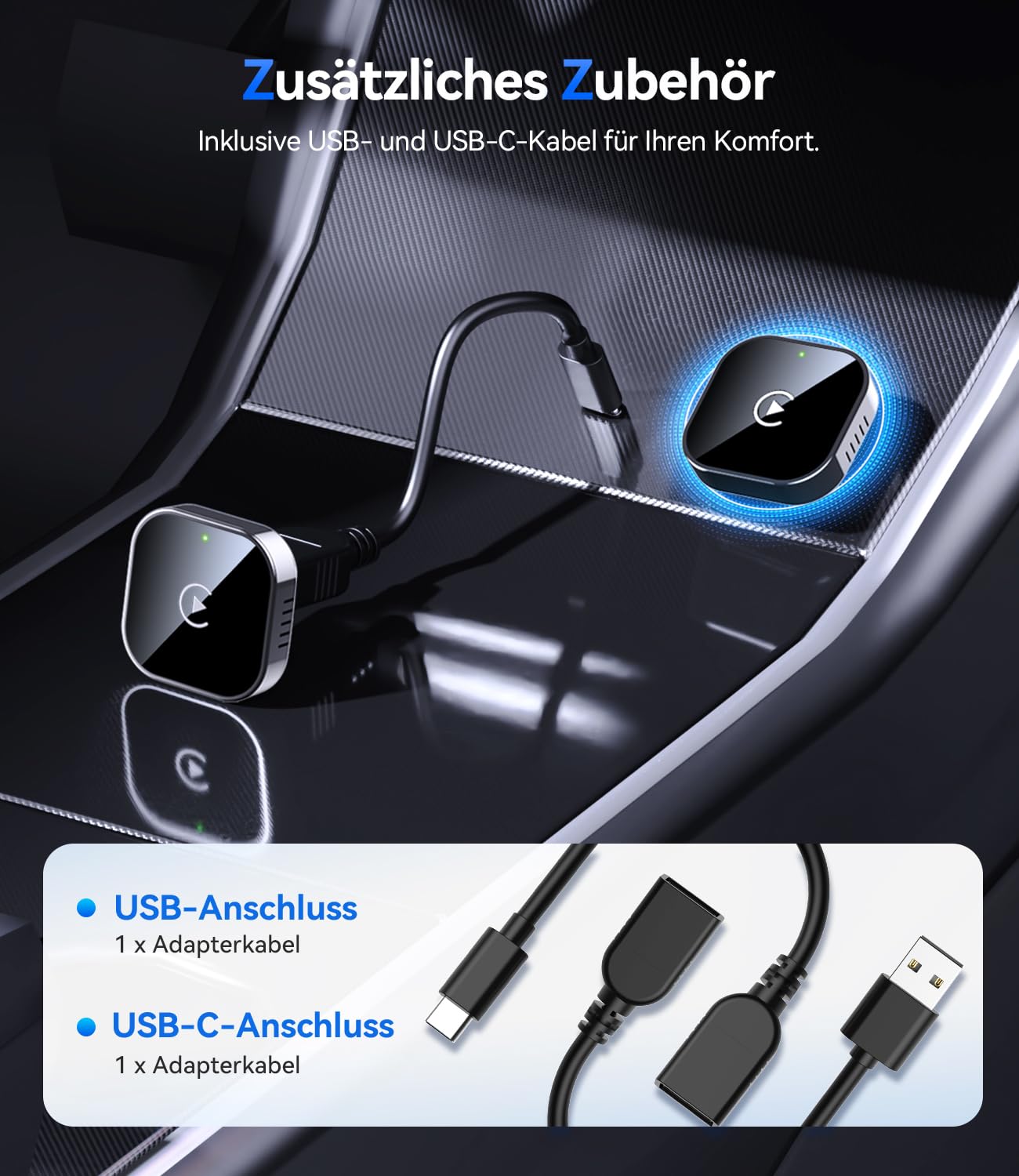 Wireless CarPlay Adapter für iPhone, kabellos, Plug & Play, stabile Verbindung, Mini Design