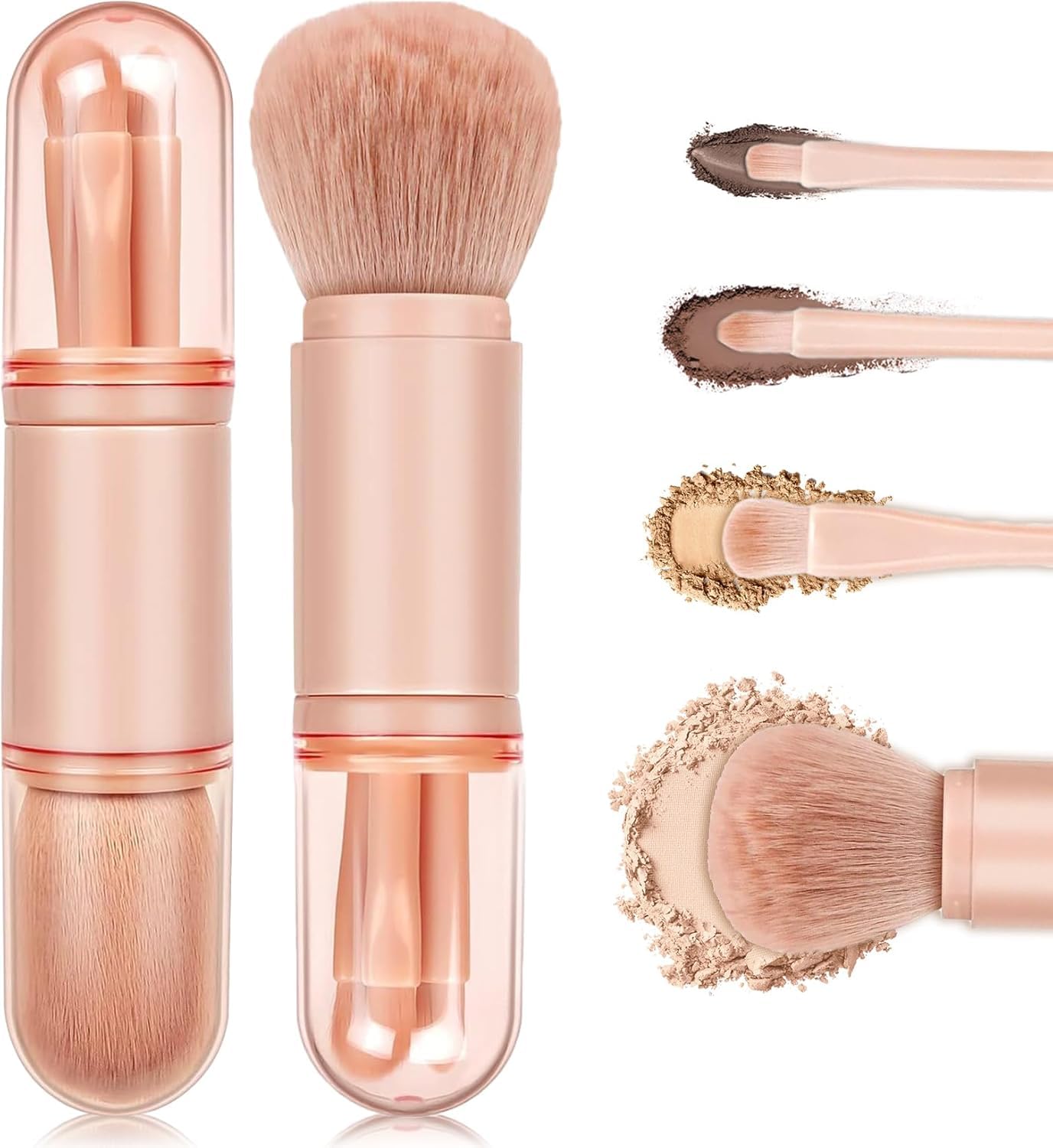 Aadav Travel Makeup Brushes Set: 4 in 1 Mini Cute Makeup Brush Retractable Professional Foundation Blending Powder Eye Shadow Brush for Women Facial Cosmetics Makeup Brush Set (Multicolor)-image-26