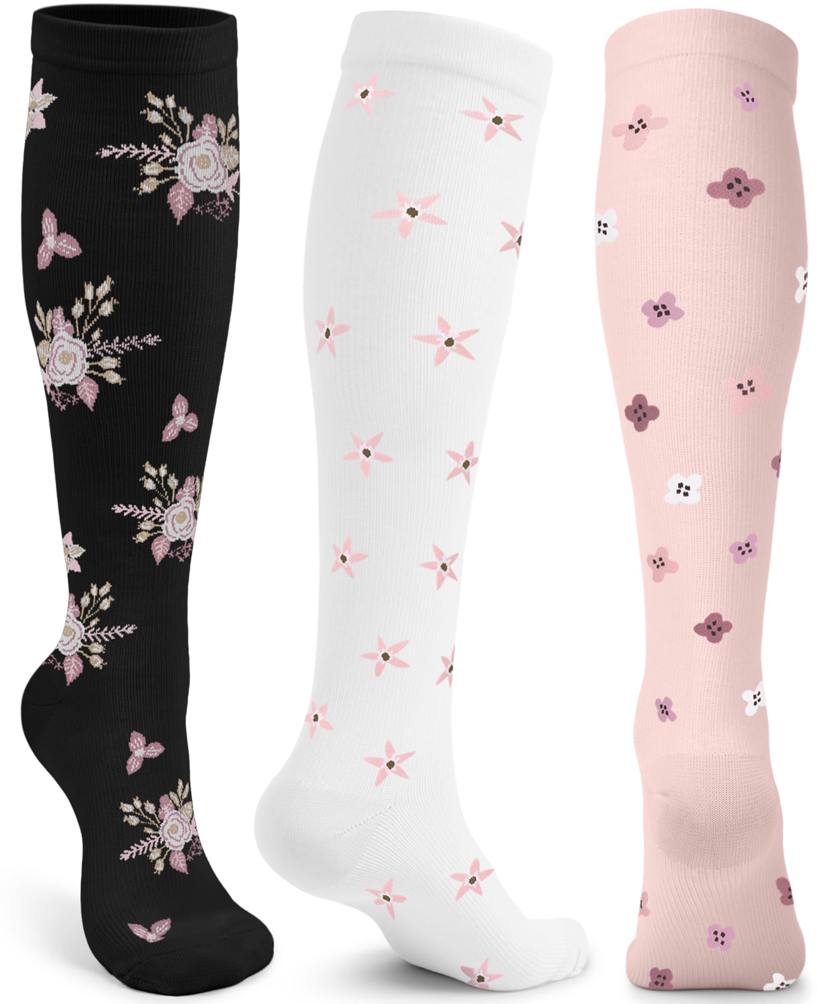 Photo 1 of 3 Pairs Compression Socks for Women & Men (15-20mmHg), Best Support for Circulation, Nurses, Running, Travel & Pregnancy, Cute Knee High Medical Compression Stockings – Gifts for Mom, Wife & Nurses