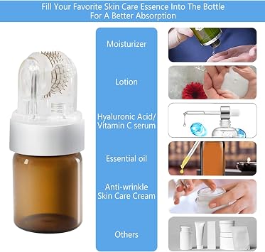 Microneedling Infusion System for Face, Hydra Needle Derma Roller 0.25mm, 150 Titanium Microneedling Tool, Serum Applicator with 2 5ml Empty Ampoule