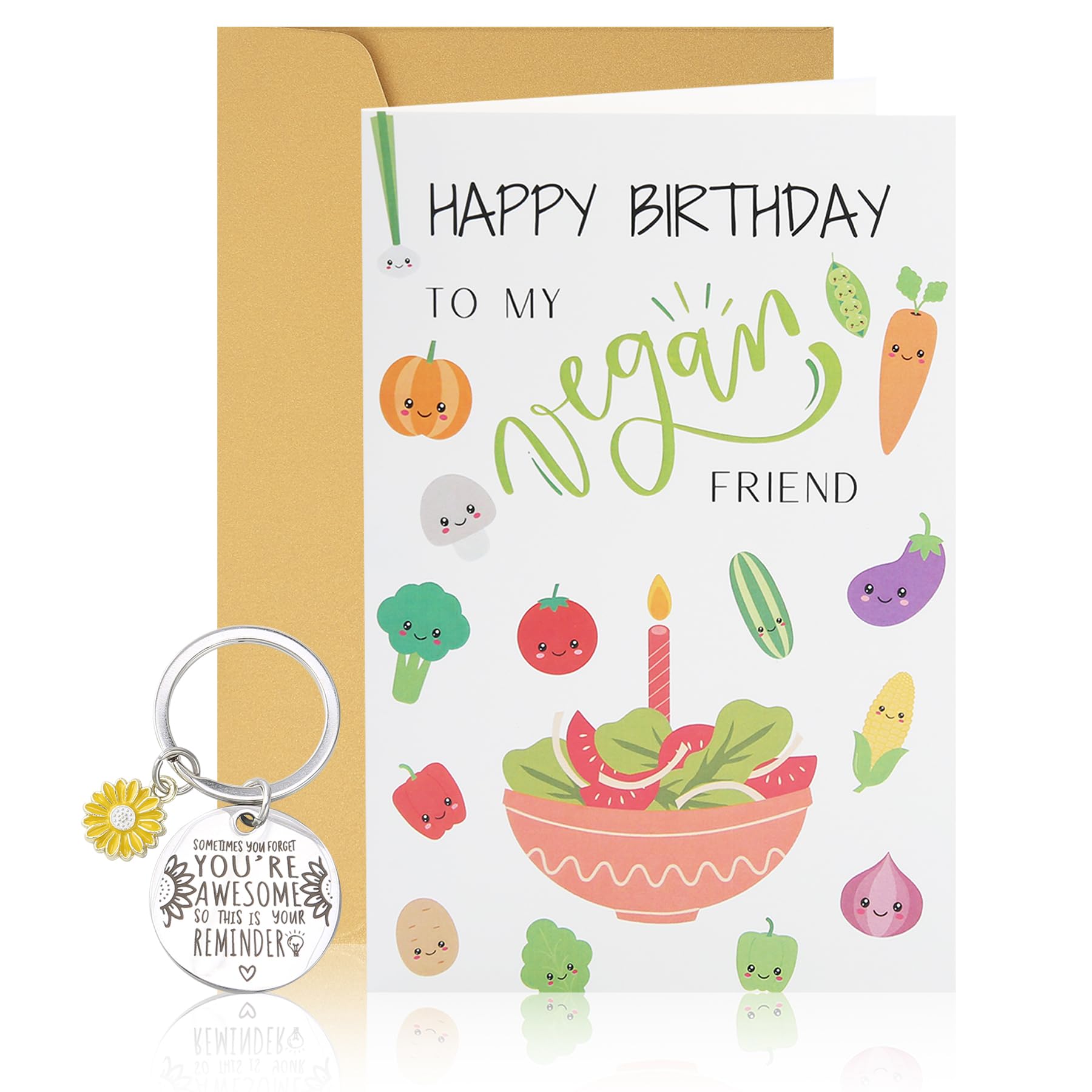 Wasise Vegan Gifts - Vegan Gifts For Women Birthday, Vegans Birthday Card, Vegetable Birthdays Card, Best Friend Cards, For Him, Her, Daughter, Son, Boyfriend, Girlfriend, Vegetarian, Foodie Gifts