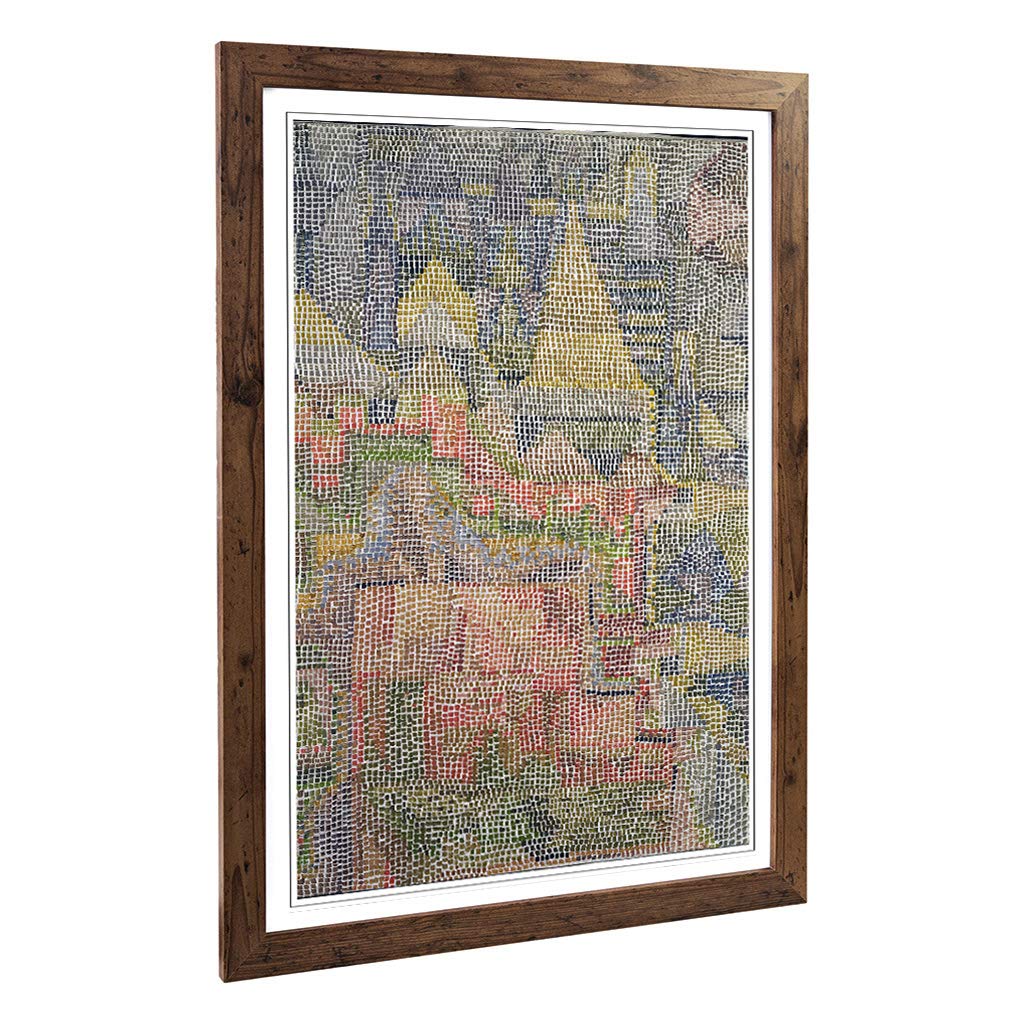 Big Box Art Framed Print of Paul Klee Castle Garden Design | Wall Art Picture | Home Decor for Kitchen, Living, Dining Room, Bedroom, Hallway, Office, Walnut, A2 / 24.5x18 Inch / 62x45cm