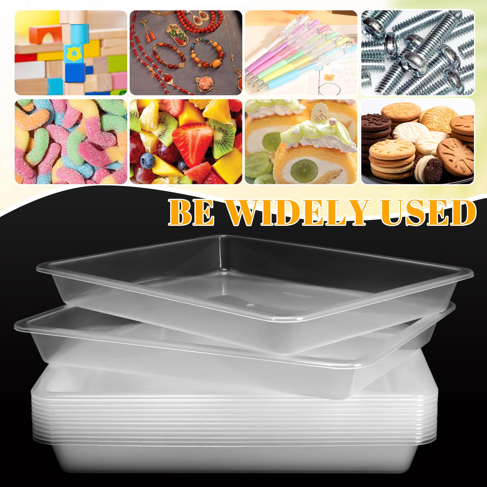 Paquete de 14 bandejas de plástico transparentes apilables para manualidades, multiuso, para proyectos de bricolaje, pintura, cuentas, escuela y oficina en casa, almacenamiento, 11 x 8.3 x 1.2