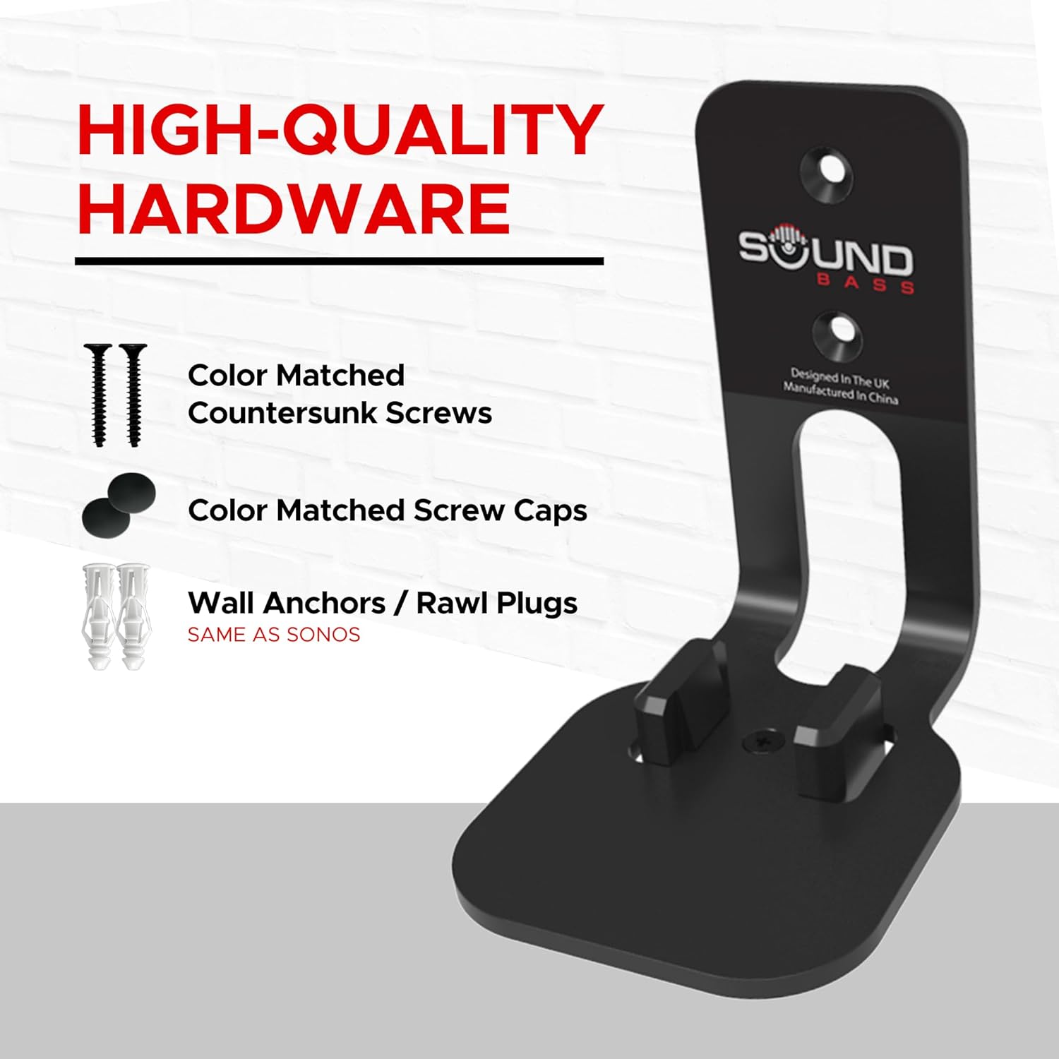 Sound Bass ONE, ONE Gen 2, ONE SL & Play:1 Wall Mount Bracket, Twin Pack [2pcs], Black, Compatible with Sonos ONE, ONE Gen 2, ONE SL & PLAY1 Speaker - Image 2