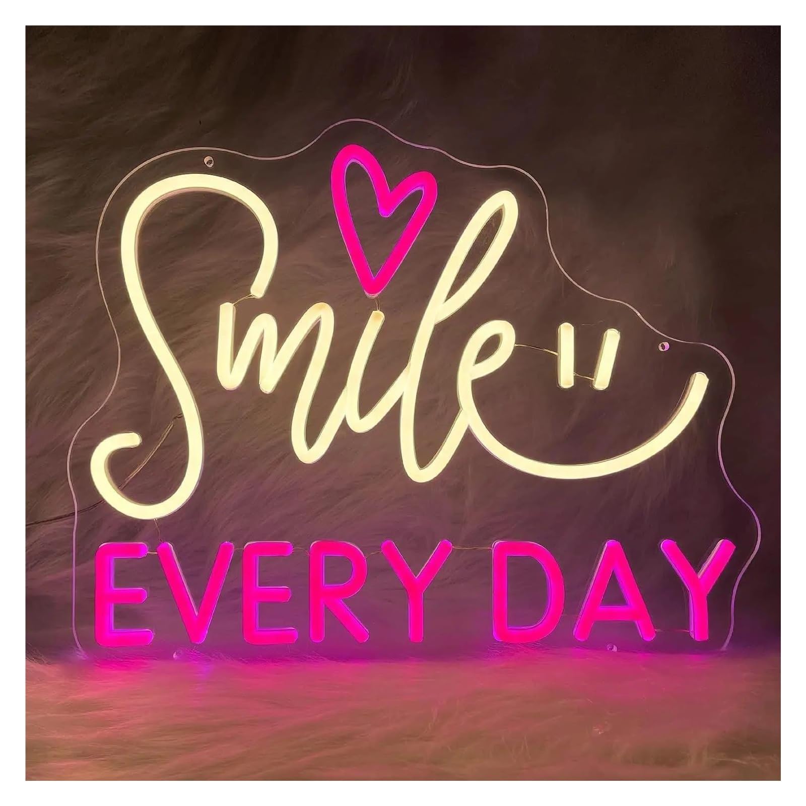 XENITE Hanging Art Neon Signs Smile Every Day Neon Sign USB Powered Dimmable Wall Hanging for Bedroom Store Cofe Decor 15.88x12.22inch /40.34x31.03cm