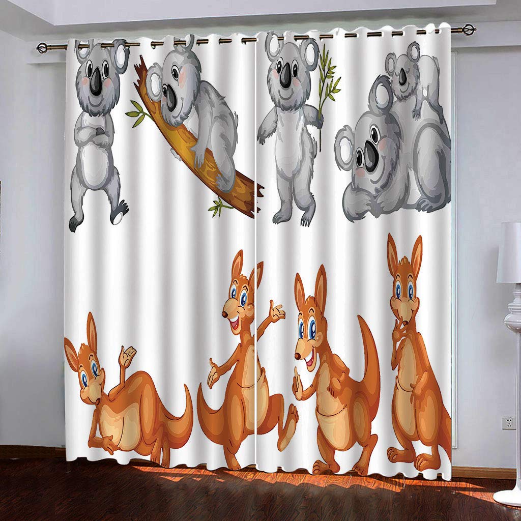 Rideaux occultants à oeillets 140x260 rideau opaque thermique anti froid chambre enfant koala