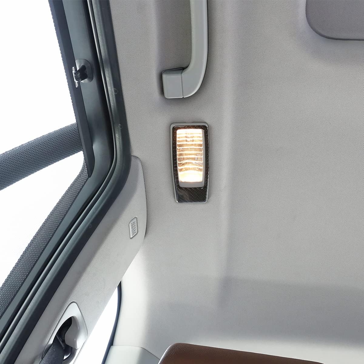 Car Interior Overhead Reading Light Decorative Frame Sticker Fit for BMW X5 X6 E70 E71 2008-2013 Soft Carbon Fiber Panel Protection Accessories 2pcs (Style B)