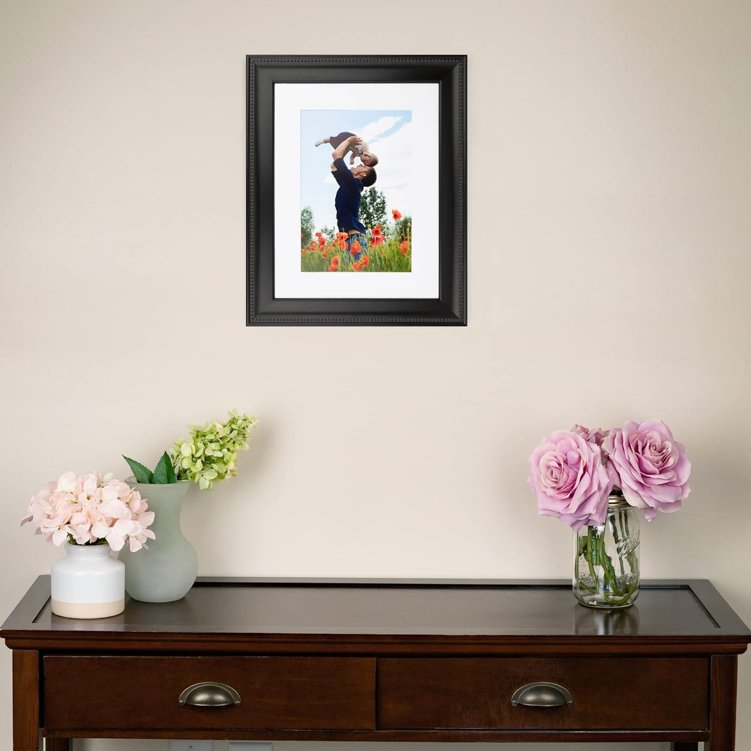 ArtToFrames 23x23 inch Matte Black Slope with Beaded Top Wood Picture Frame, 2WOMM469520-23x23