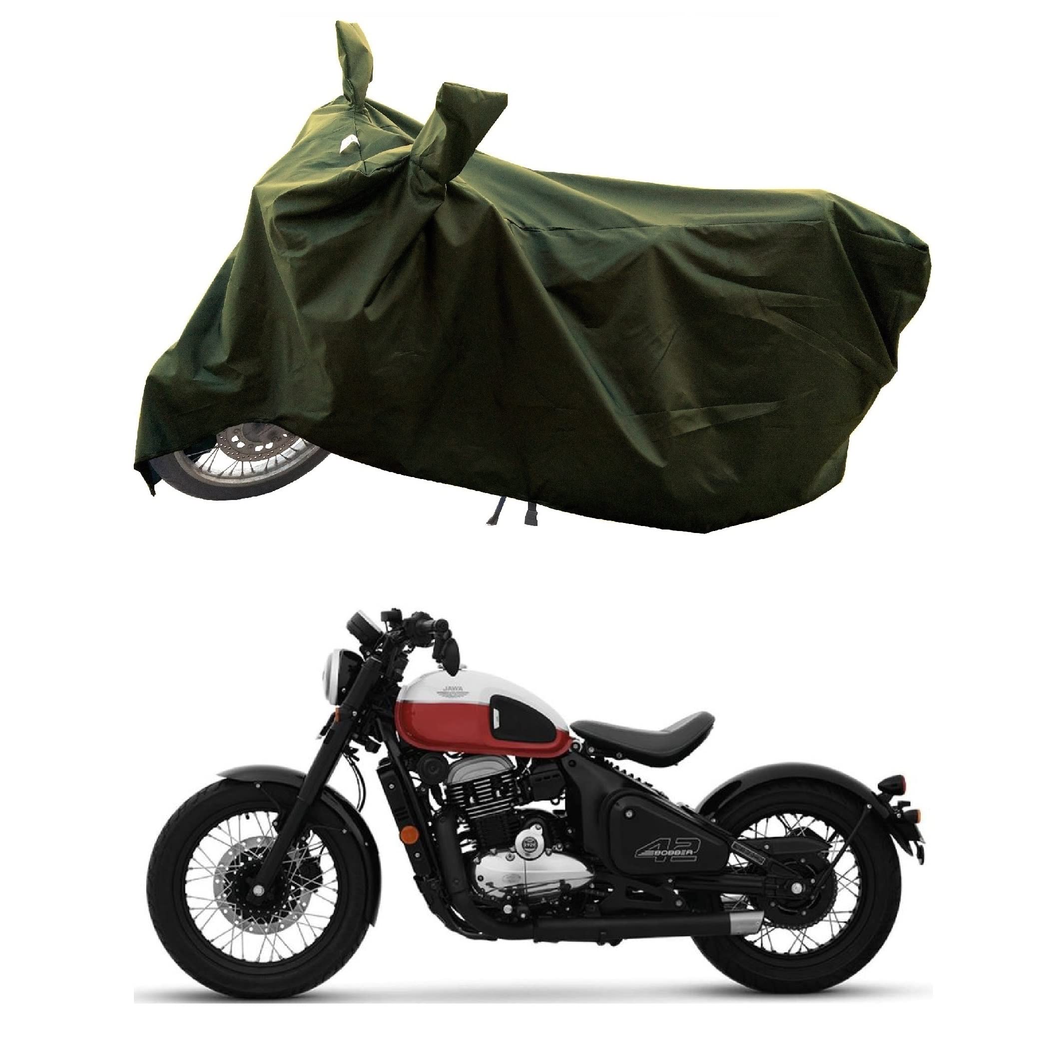 ROMEIZ - Two Wheeler - Motercycle - Bike Cover for New Jawa 42 Bobber Bike Cover with Water-Resistant and Dust Proof Premium 190T Fabric_Olive (B0BMFTWP99) Amazon Price History, Amazon Price Tracker
