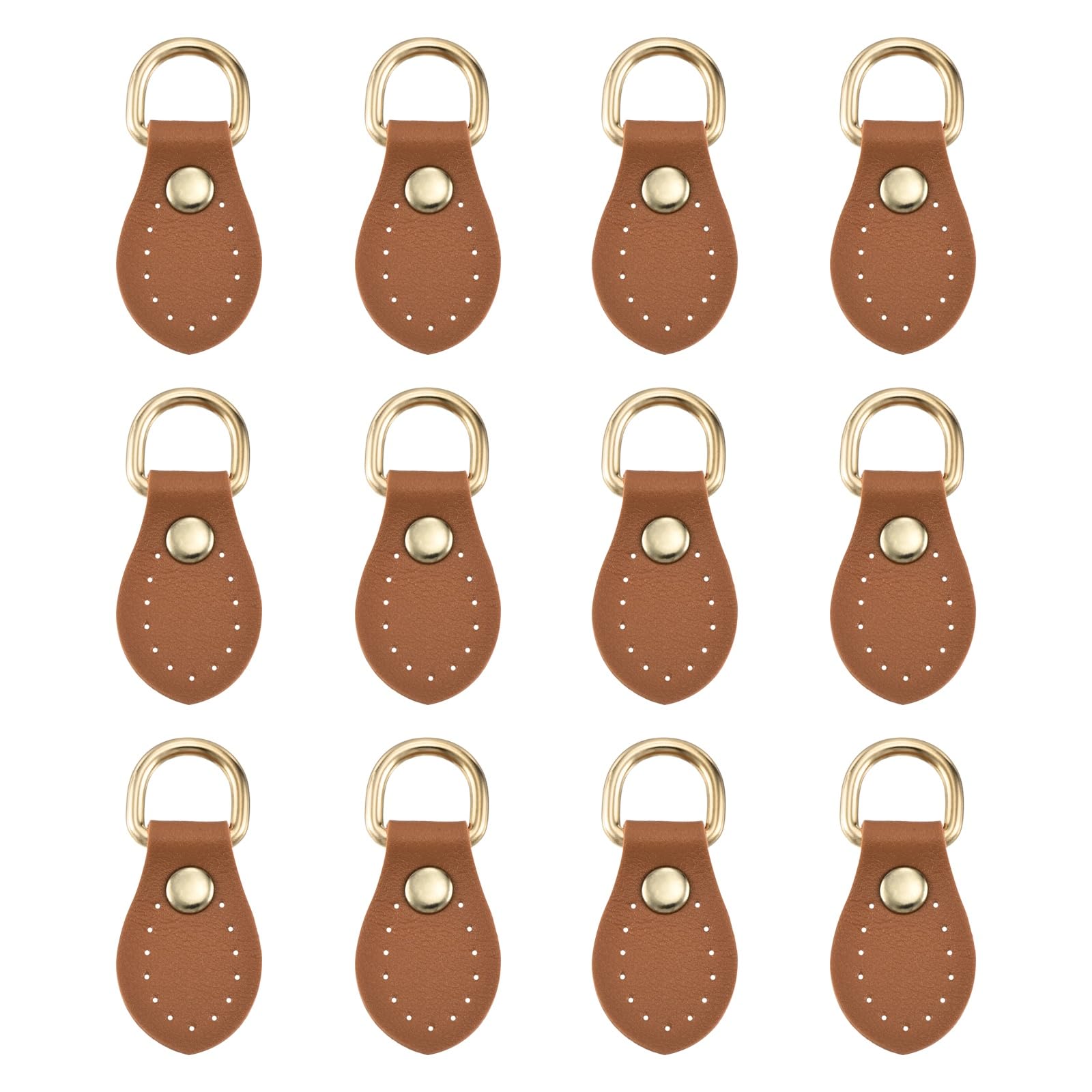 PATIKIL 12 Pcs Purse Strap Mount Hook, Sew on Leather Buckle Bag Side D Ring Clips Replacement Clasp for DIY Shoulder Bag Purse Backpack Craft Hardware Making Supplies, Brown
