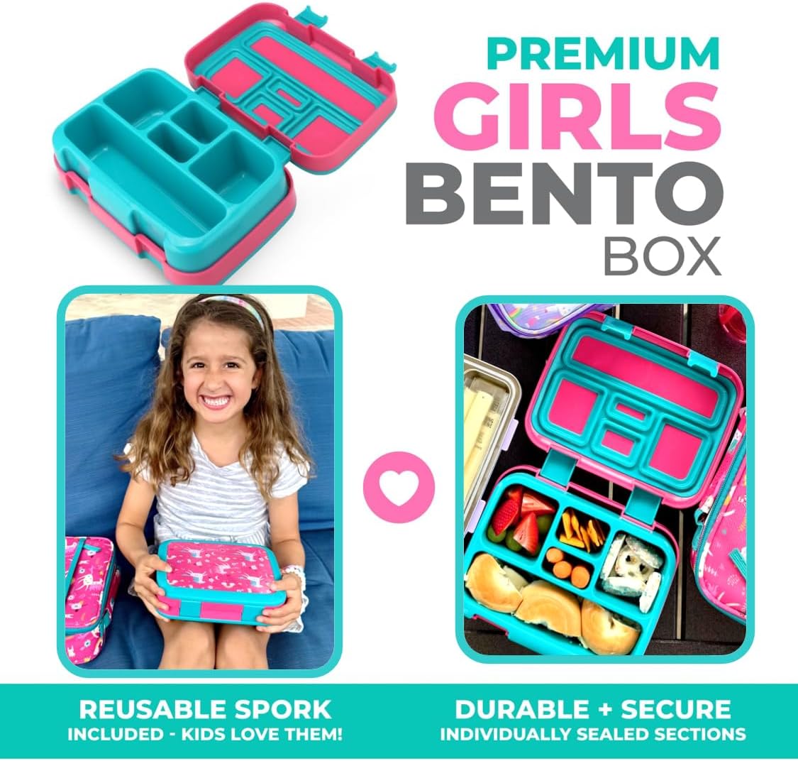 Bento Box with Lunch Bag, Insulated Stainless Steel Thermo for Hot-Cold Food or Soup, Ice Pack Set for Kids Girls Toddlers Snacks for Daycare, Ages 3 to 7, Pink Unicorn - Image 3