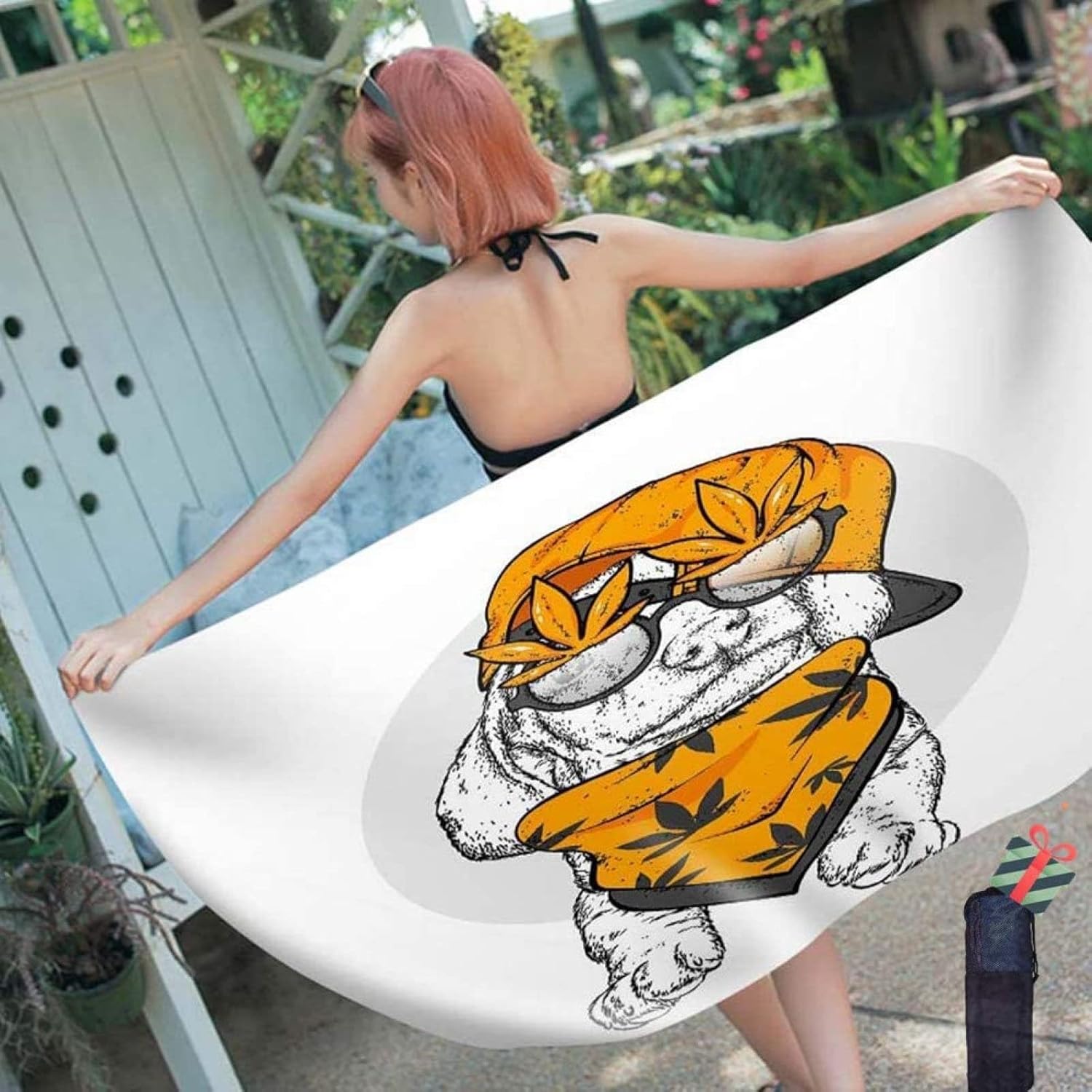 Toalla Playa 200x200 cm 3D Perro Hoja de Marihuana Amarilla Plantas Tropicales Toallas Baño Grande de Secado Rápido Absorbente Suave de Microfibra Toalla De Playa Ajuste Niño Adulto Niña Mujer Hombre