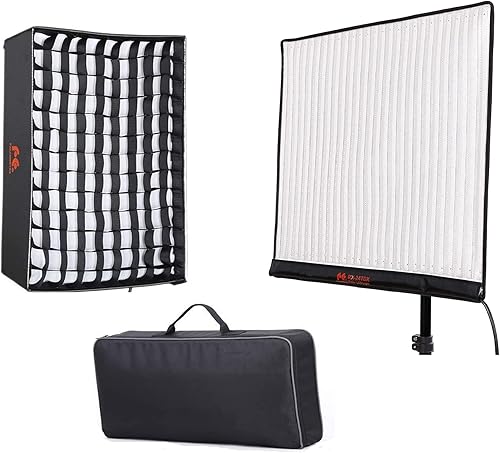 Falcon Eyes RX-24TDX - Luz fotográfica Roll-Flex de 150 W, 3000K-5600K, luz de foto LED bicolor con rejilla de panal de abeja, iluminación de salida