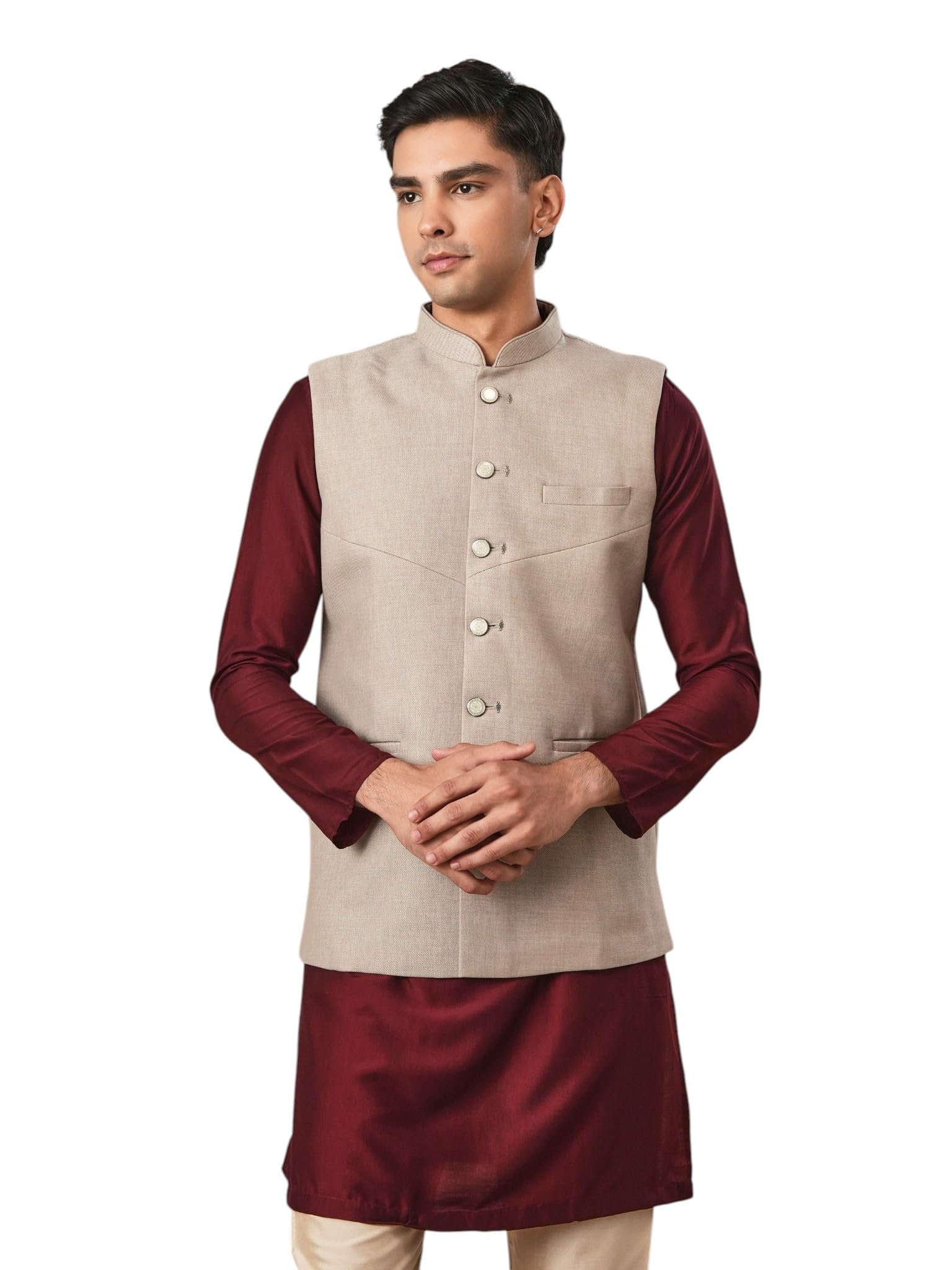 manyavar Men's Blended Rayon Solid Classic Nehru Jacket (1pc)-picture-18