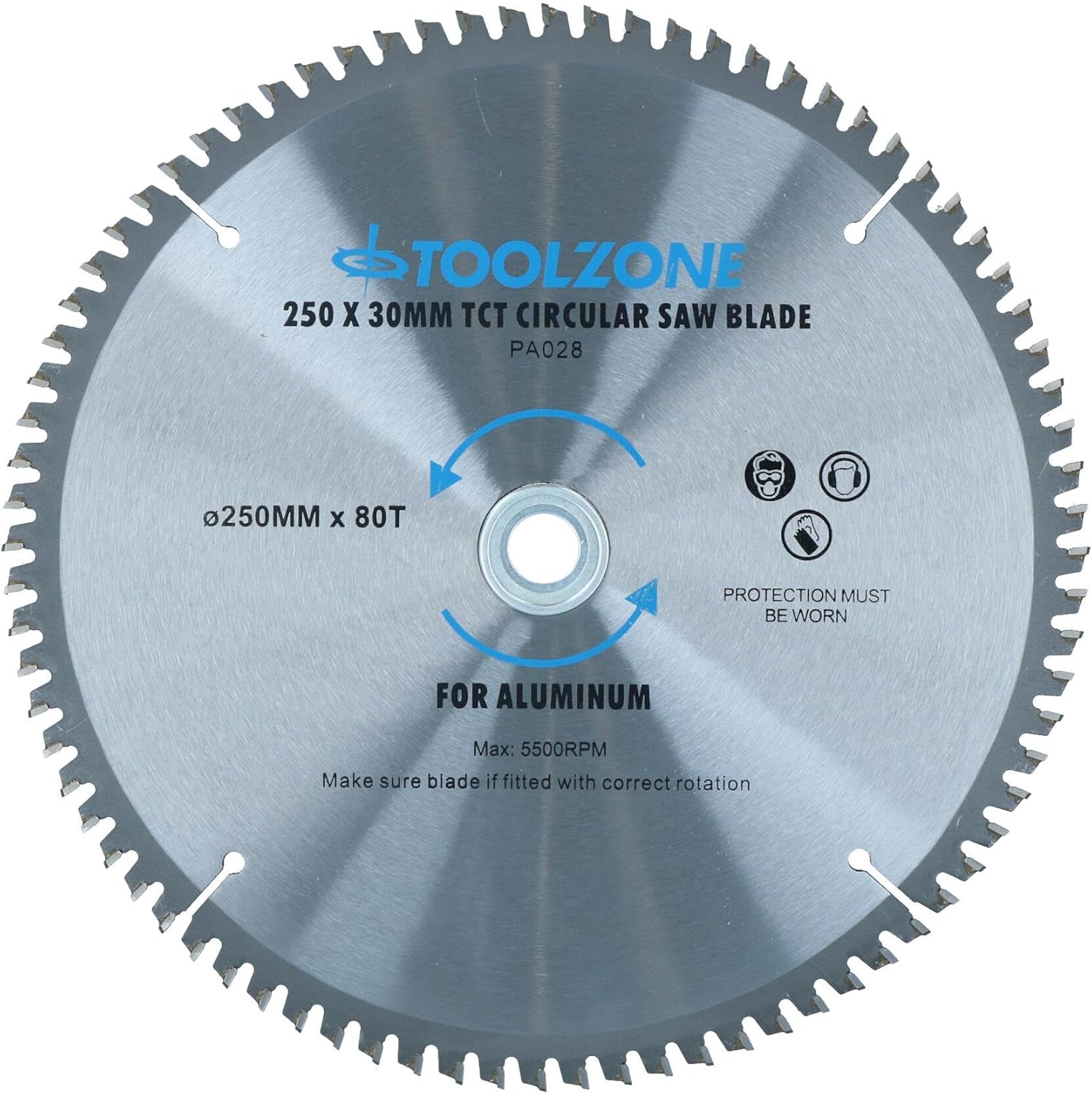 250mm x 30mm TCT Saw Blade 80T / Aluminium Circular Saw With Reducer TE676
