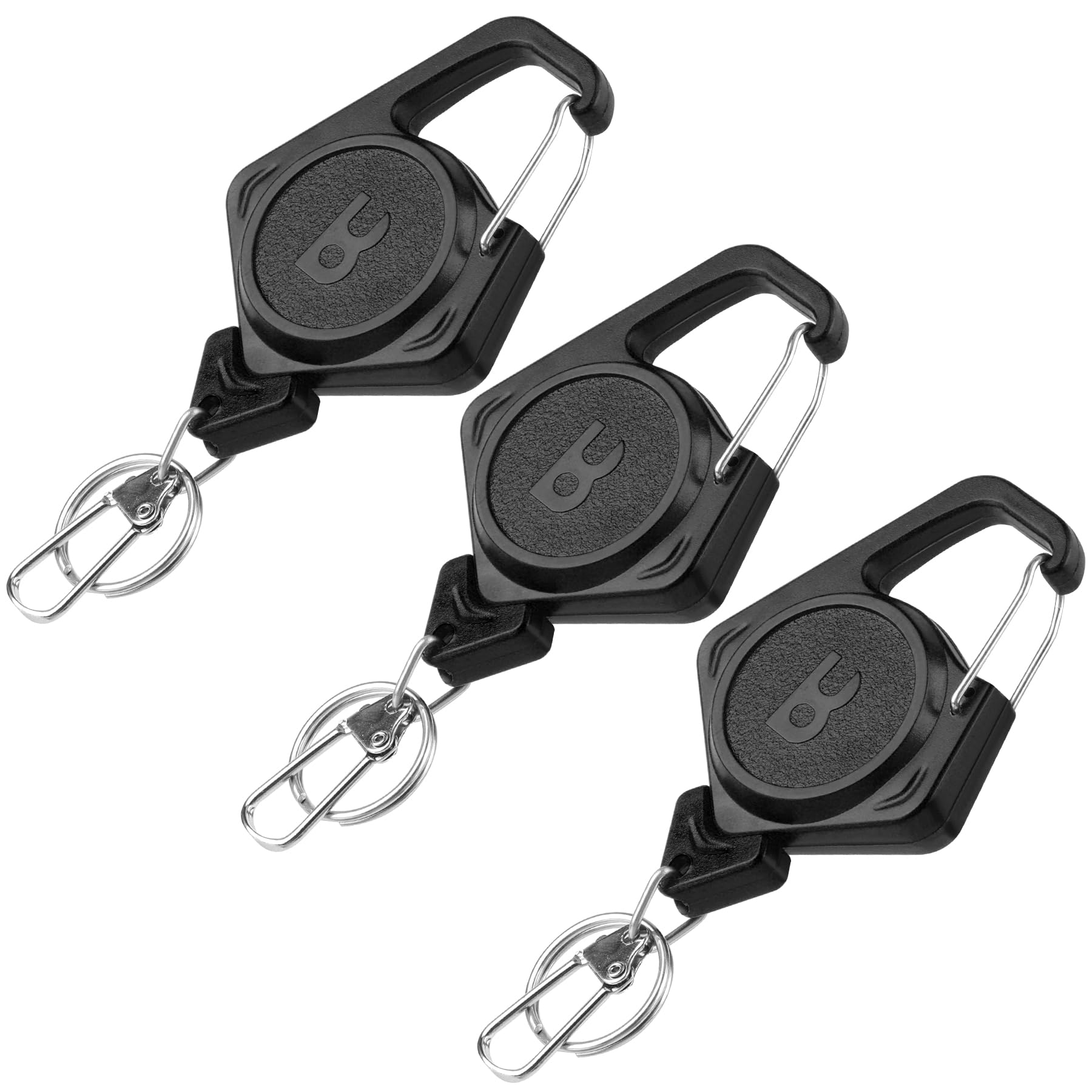 Booms Fishing Zinger Retractor 3pcs: Fly Fishing Retractor with 27.5" Retractable Lanyard - 4oz Retractable Keychain for Key Nippers Scissors Forceps, Fly Tying Equipment, XW80 Black