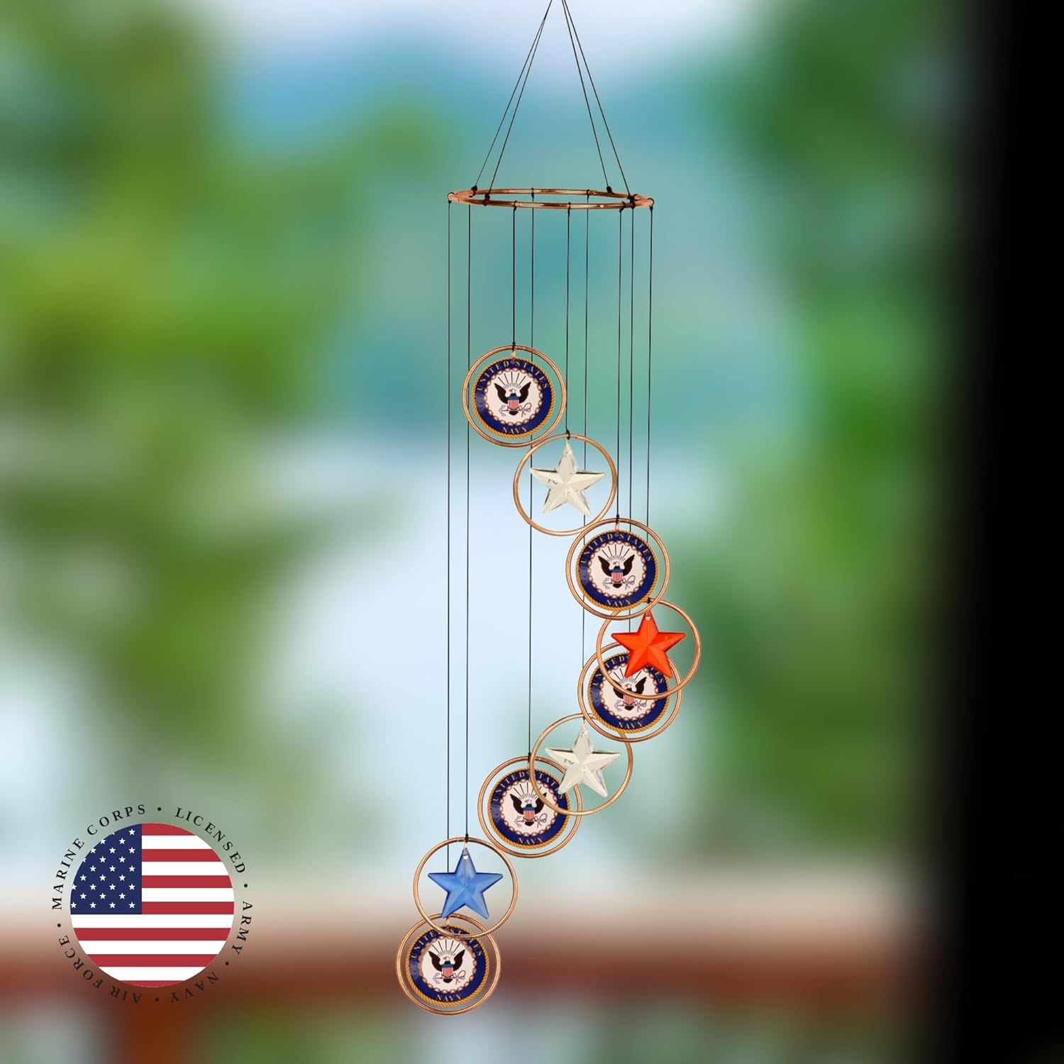 Red Carpet Studios Windchimes Patriotic Spiral Wind Chime Mobile, 23" Long, United States Navy