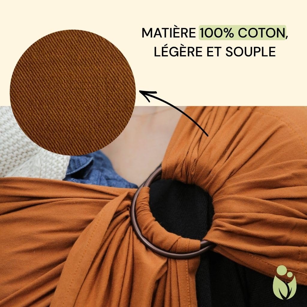 Naturioù - Simply Sling - Écharpe de Portage Bébé Simple Sans Noeud 100% Coton - Tissage Sergé Brisé - Naissance à 15kg - Écru - 4