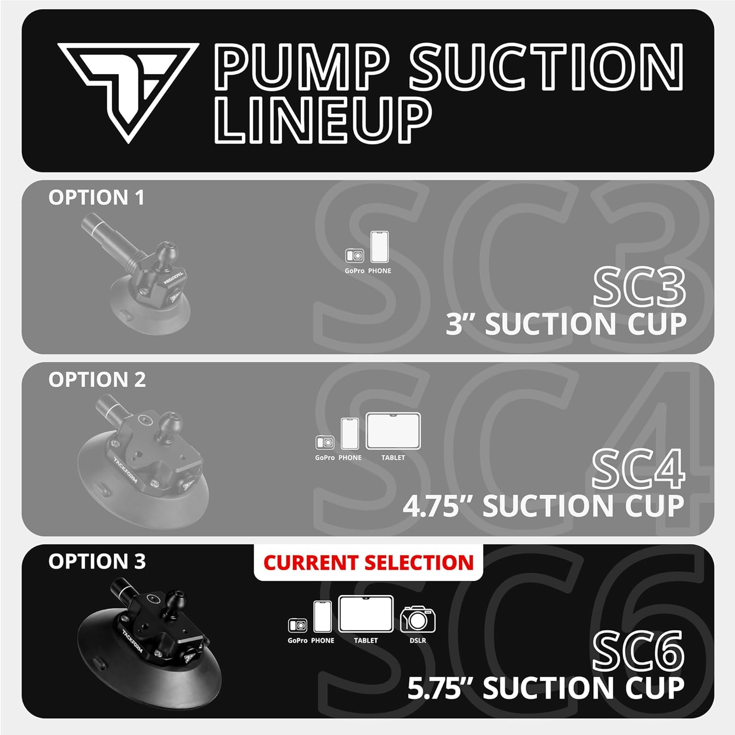 Tackform Pump Suction Cup with 20mm Ball - 20 Series Compatible - Billet Aluminum Housing