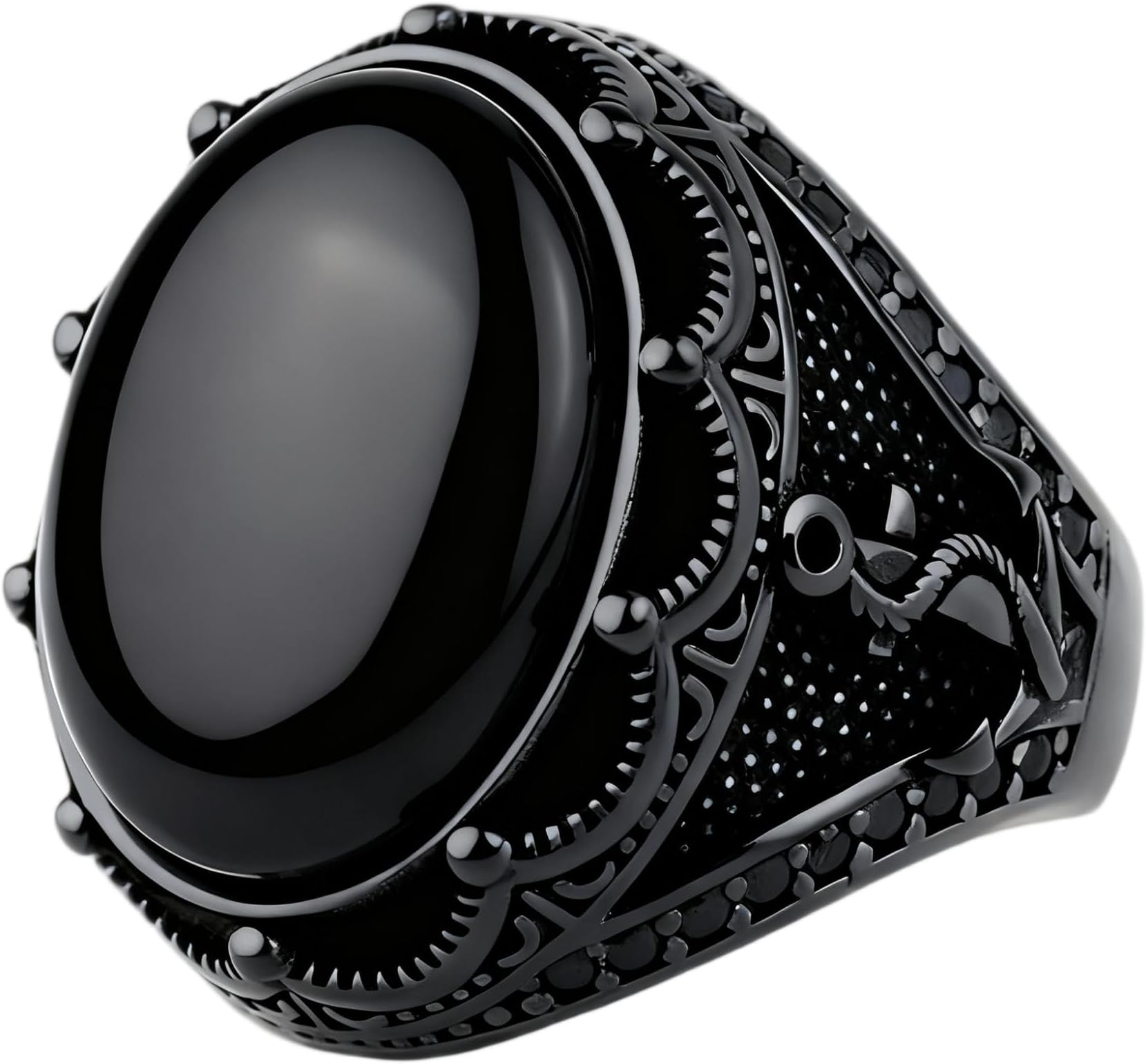 Black Onyx Ring for Men Customized and Personalized Gemstone Rings 10K /14K /18K Solid Gold Mens Ring Gift for Him Free Engraving
