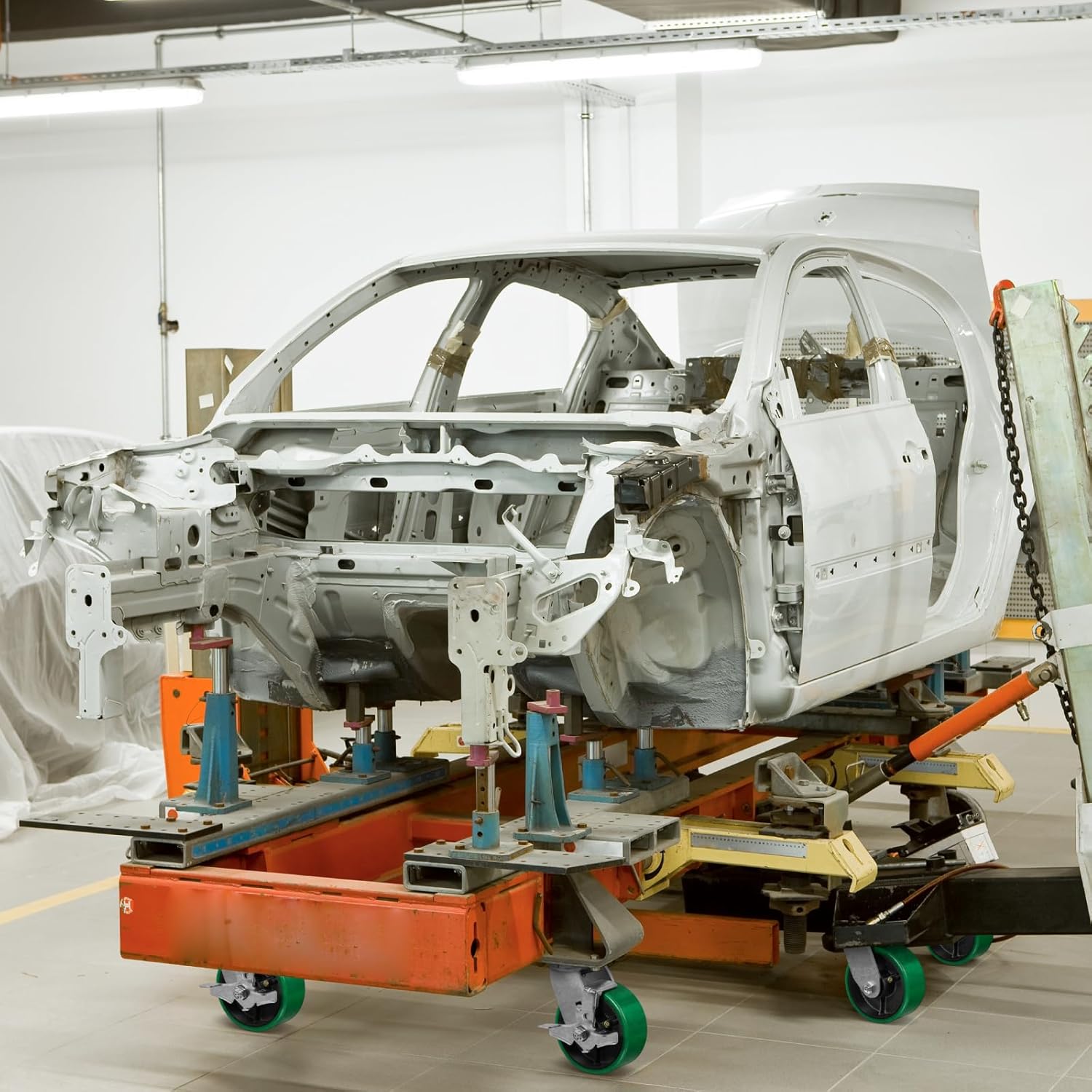 5 Inch Caster Wheels Heavy Duty, Polyurethane on Steel Wheel, Set of 4 Industrial Casters Load 4000lbs, Plate Caster for Carts, Pallet Trucks, Industrial Equipment(4 Pack Brake)