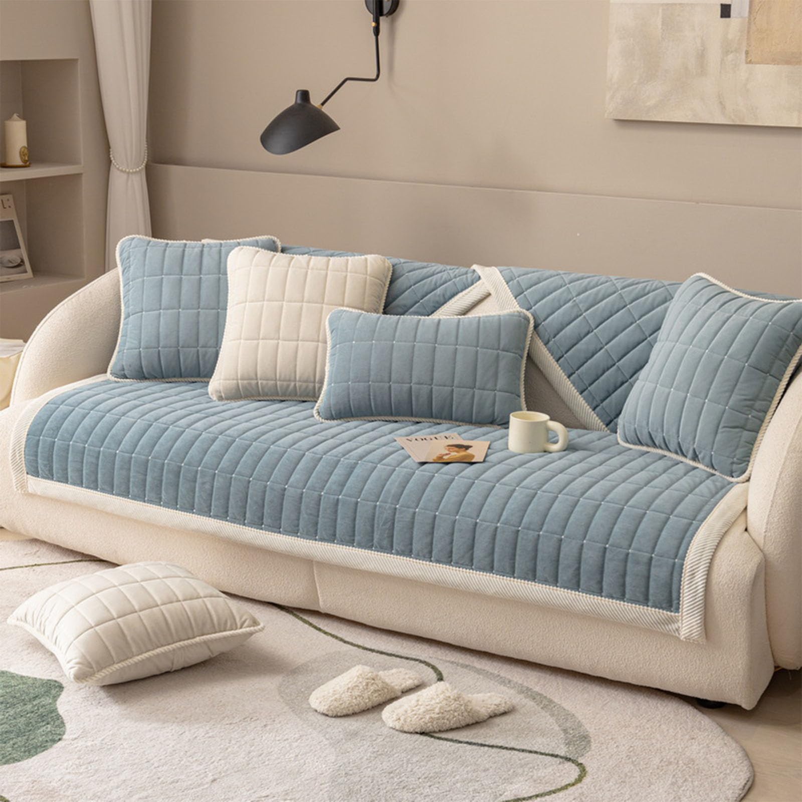 Housse de coussin de siège en peluche pour canapé d'angle en L et fauteuil minimaliste