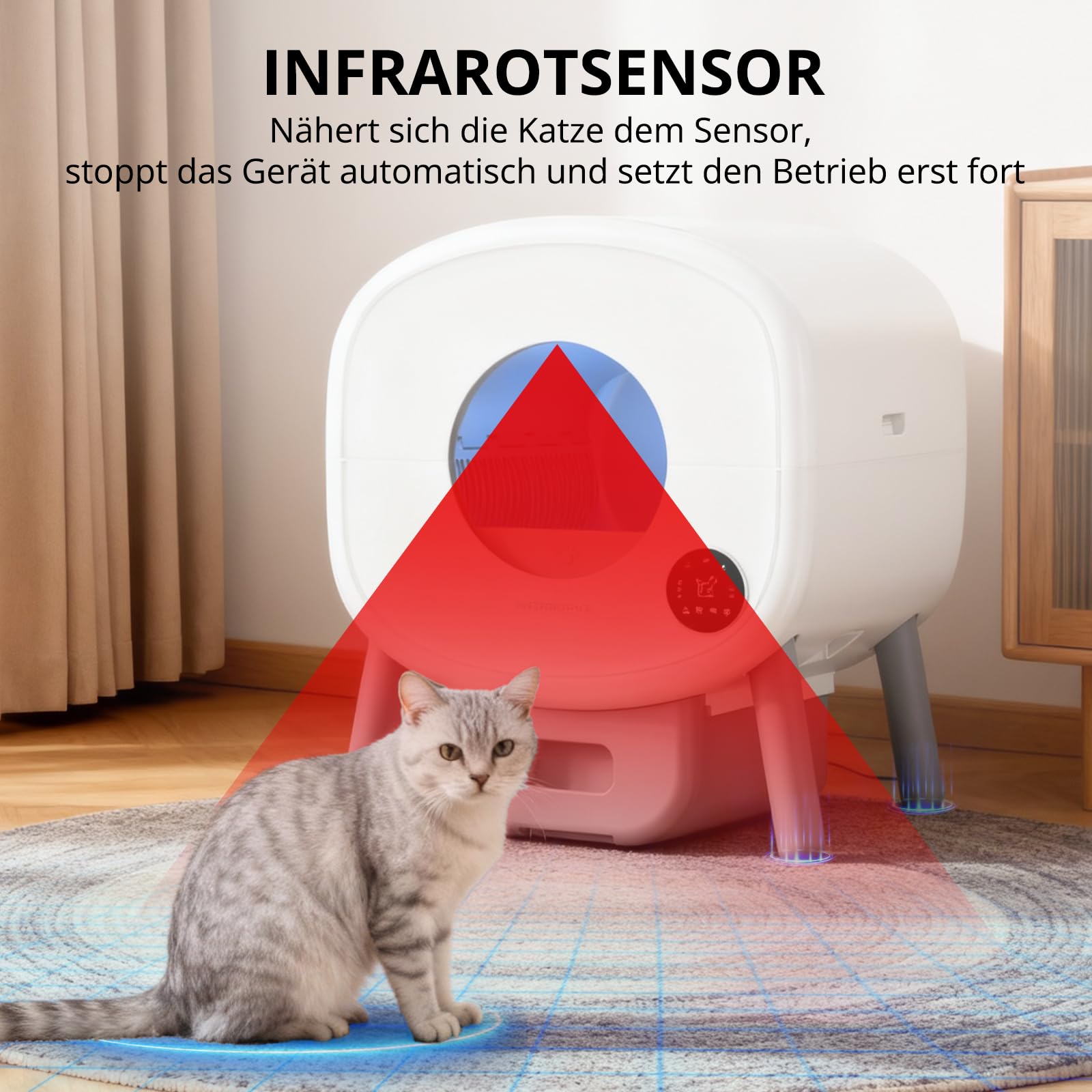 Selbstreinigende Katzentoilette XXL 95L – Automatische elektrische Katzenbox mit App-Steuerung – Große Kapazität – Inkl. Katzenstreumatte & 3 Rollen Auffangbeutel
